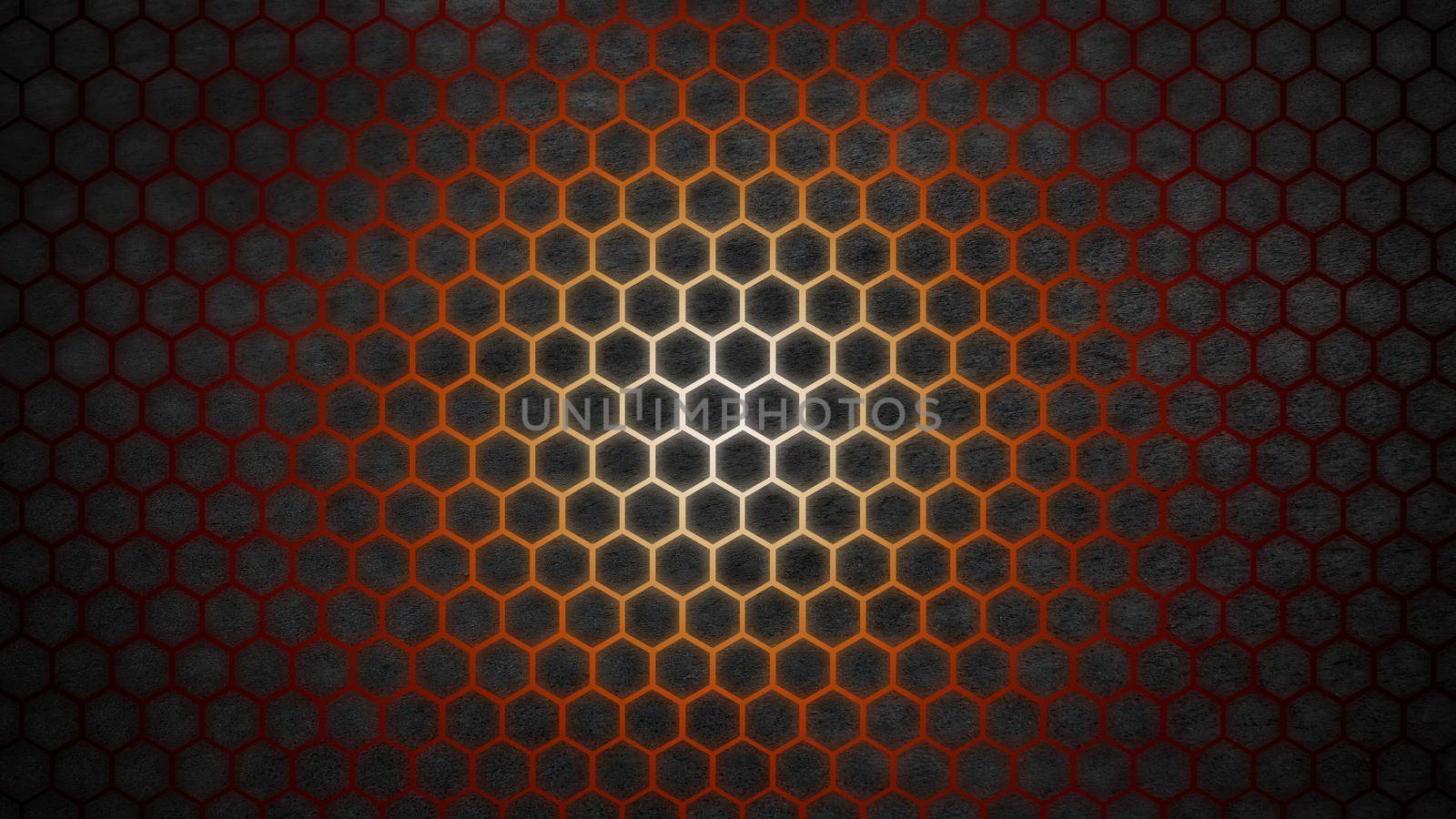 Orange hexagon background: 3D Illustration