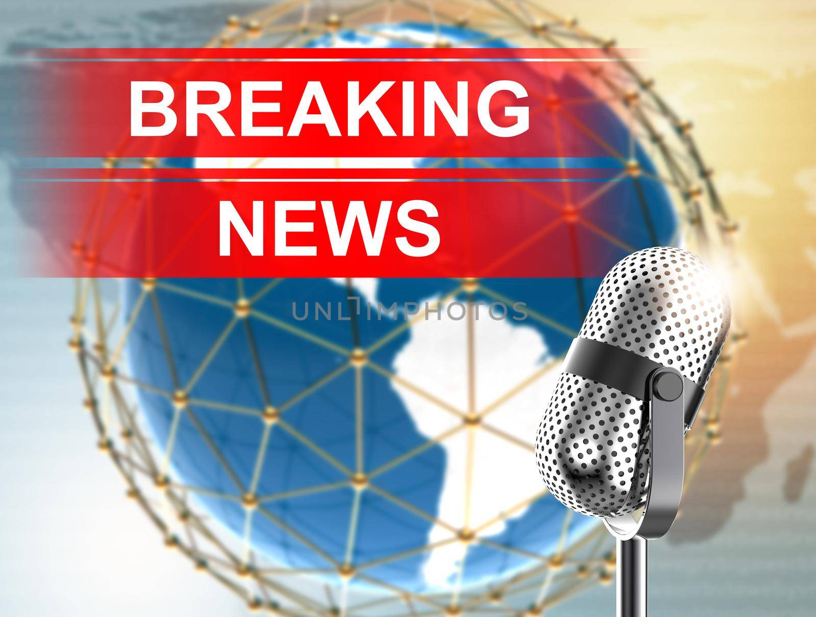 Breaking News with microphone: 3D illustration