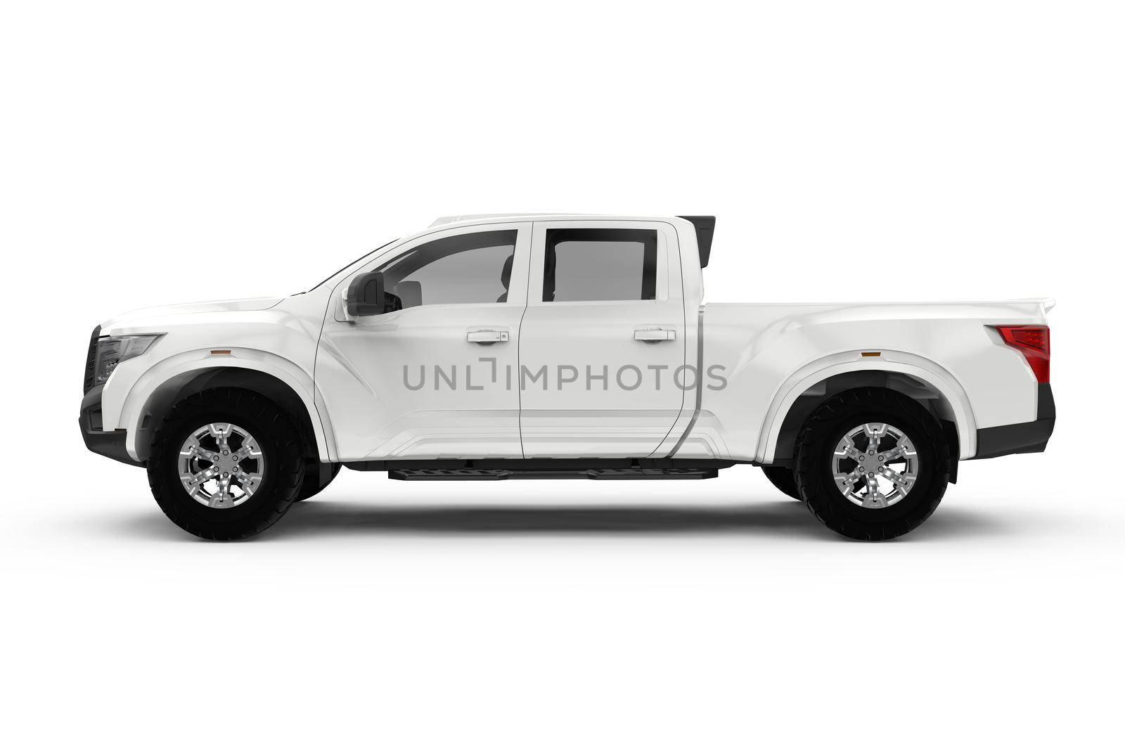 Lateral view of a generic truck car, mockup, 3D illustration