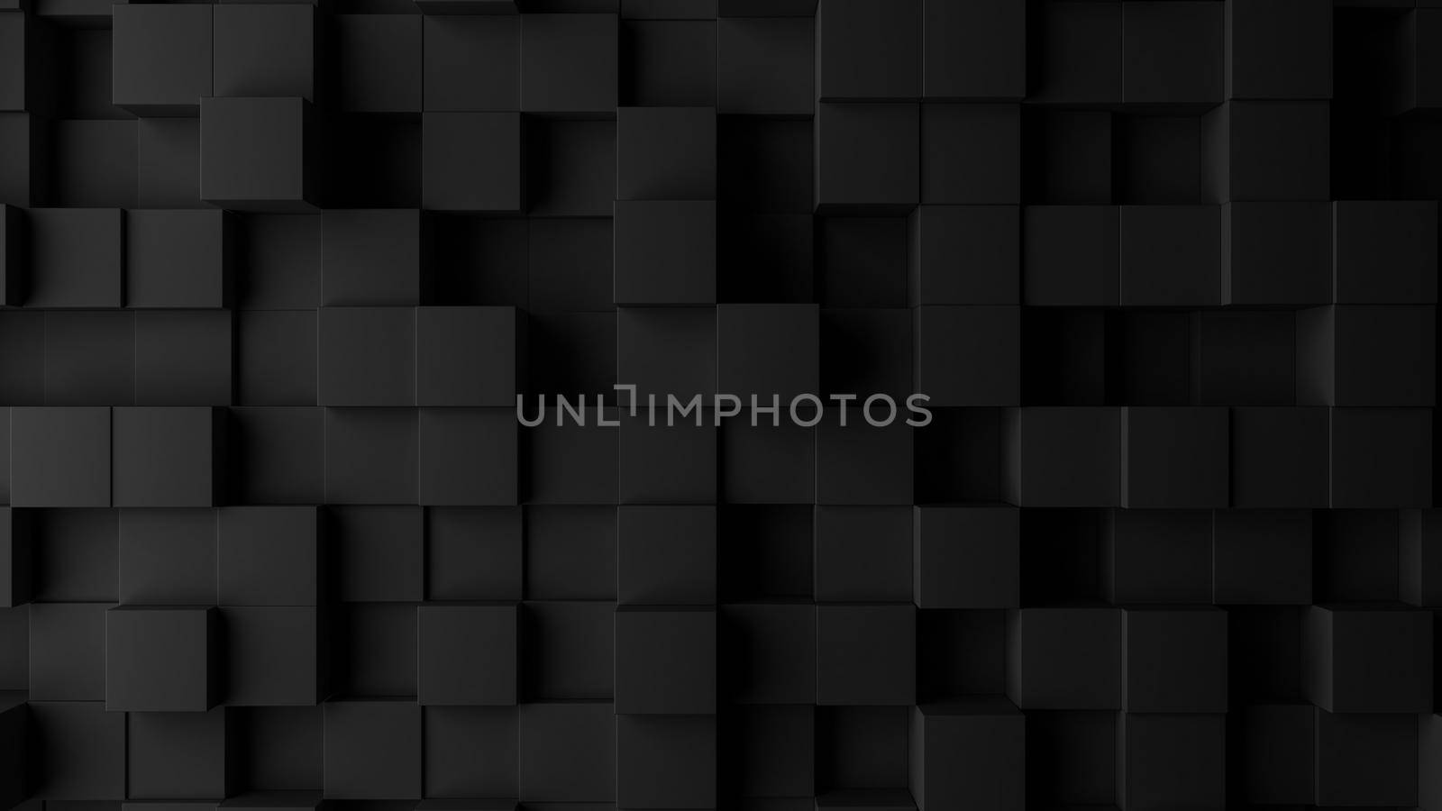 Dark squares abstract background. Realistic wall of cubes.3D illustration