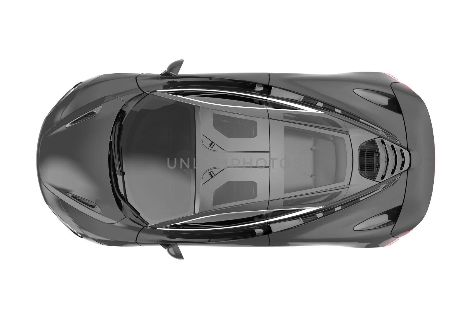 Top of a modern generic brandless sport car: 3D illustration