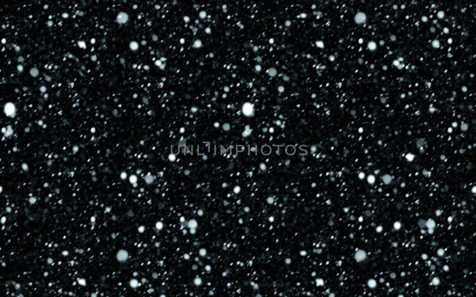White snow on a black background: 3d illustration