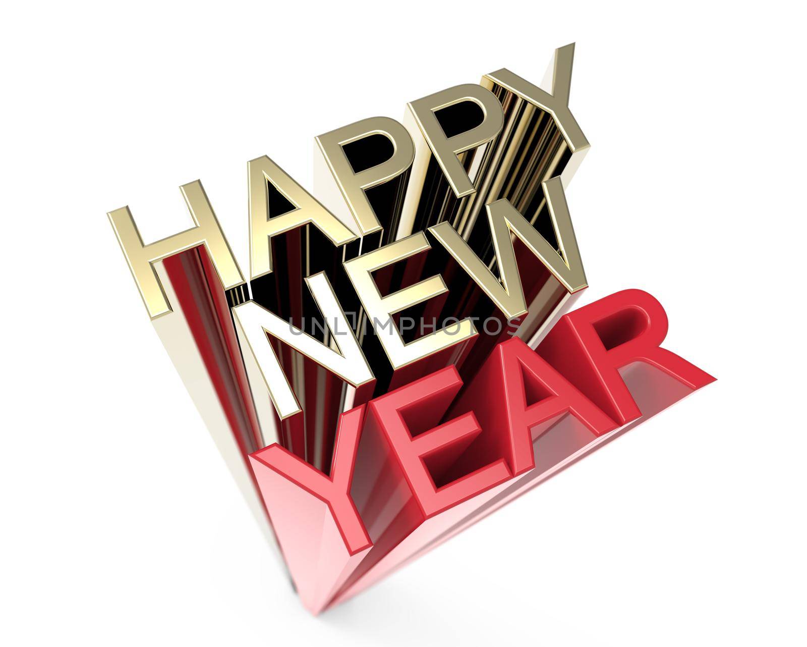Happy new year on a white background: 3d illustration