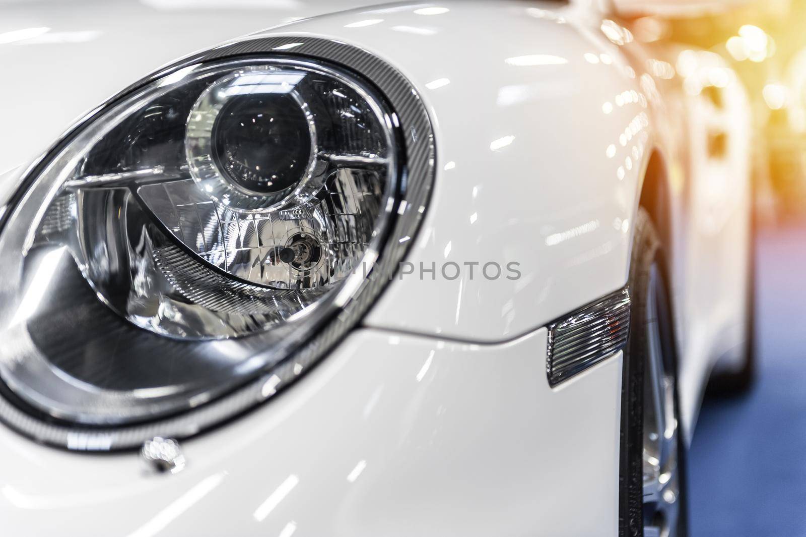 Close up of a white sport luxury car by cla78