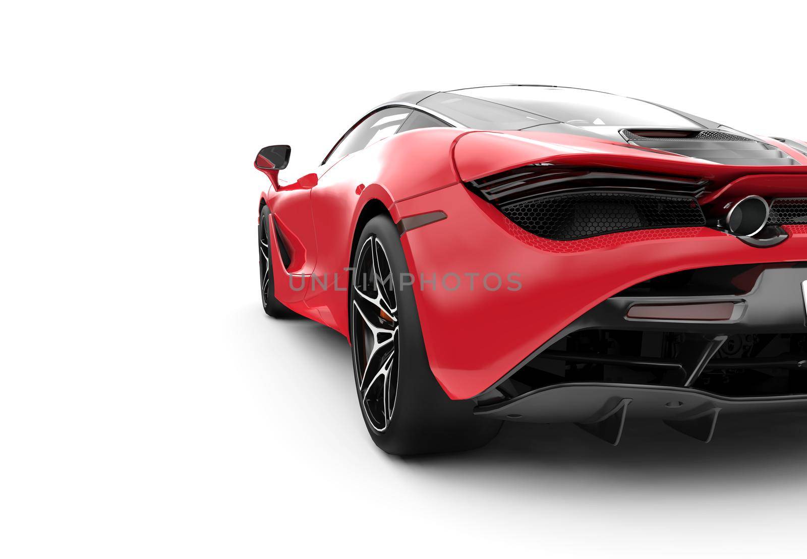 Back of a red modern sport car: 3D illustration