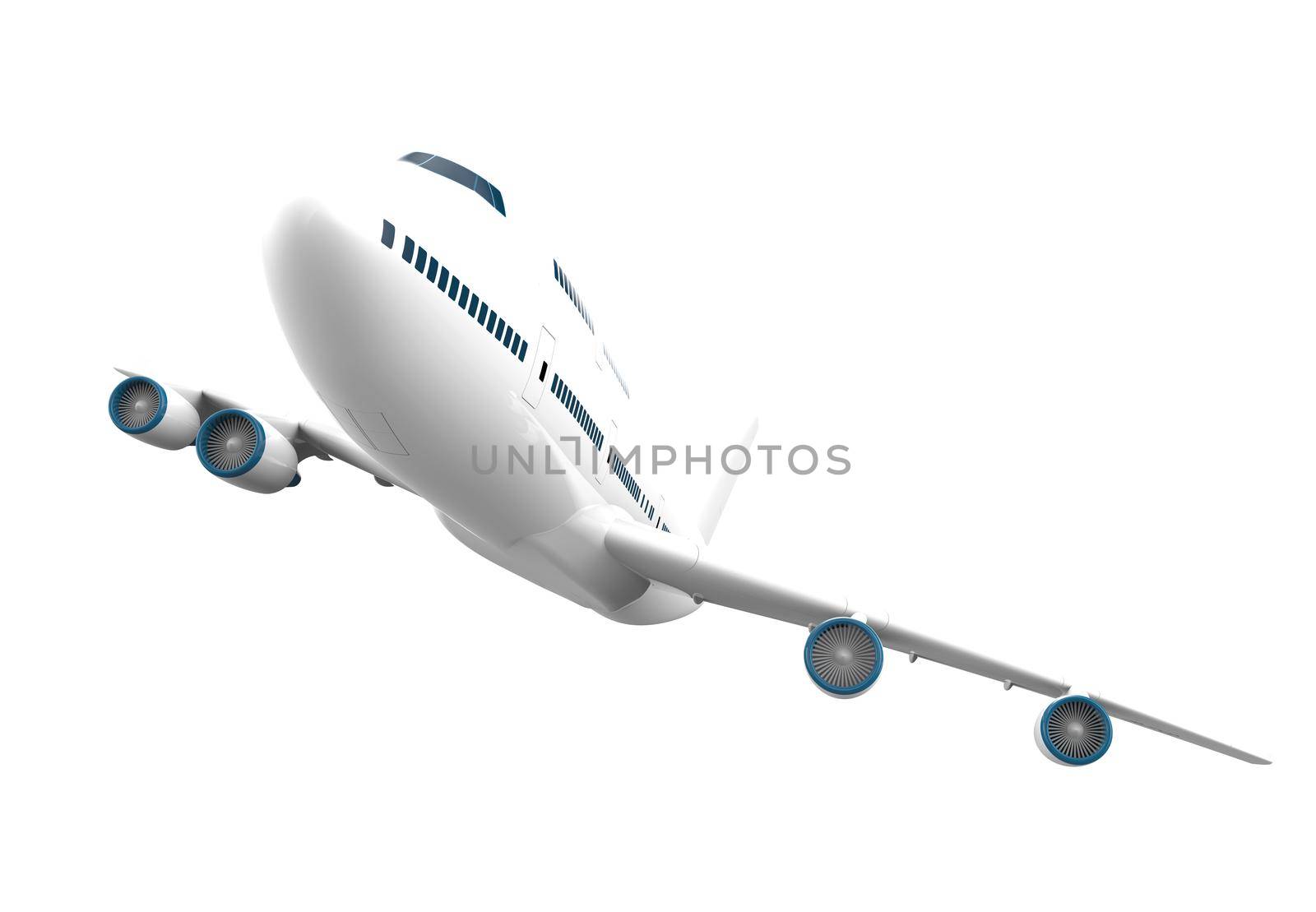 Big airplane isolated on a white background: 3D illustration