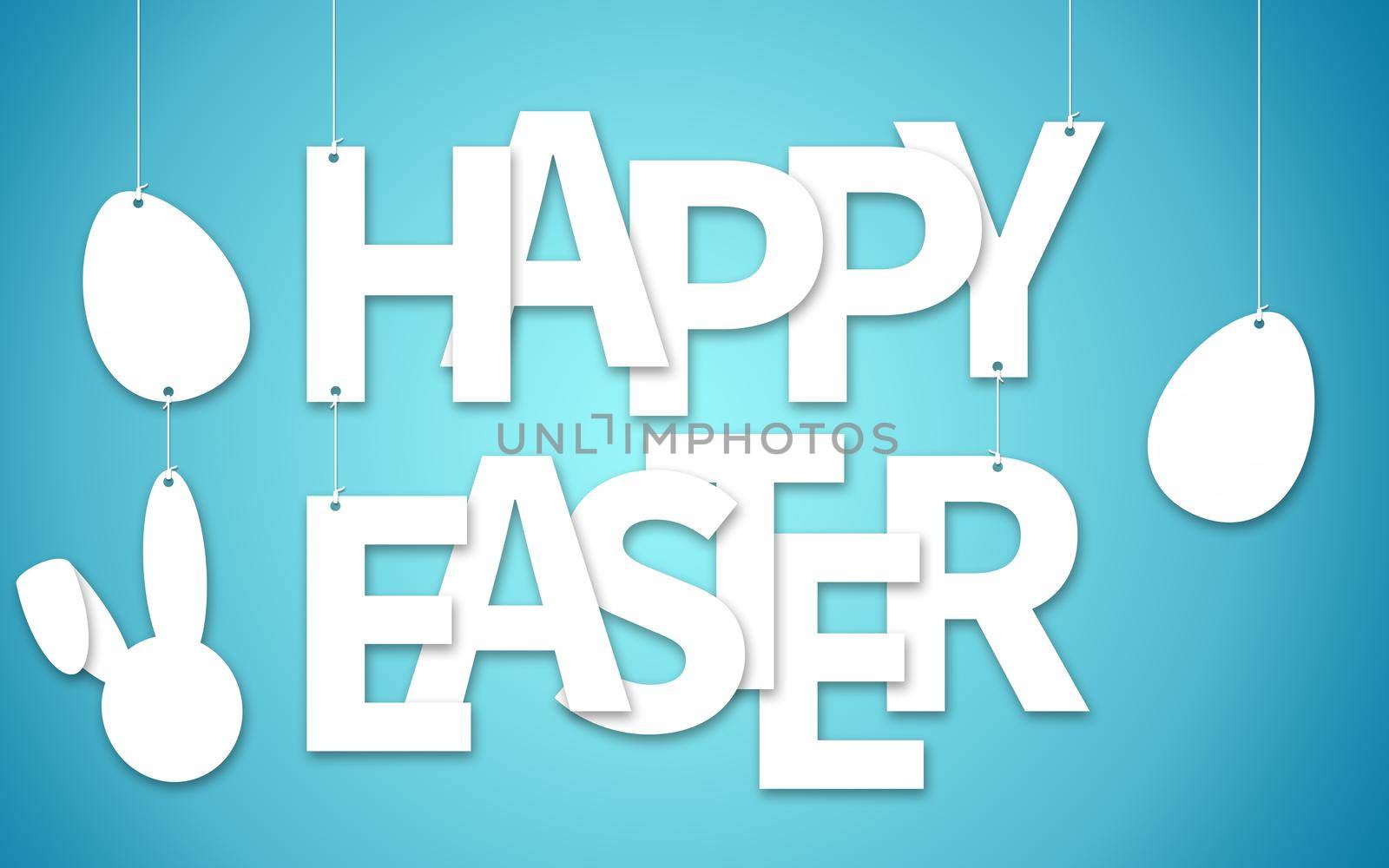 Happy Easter text hanging on ropes by cla78