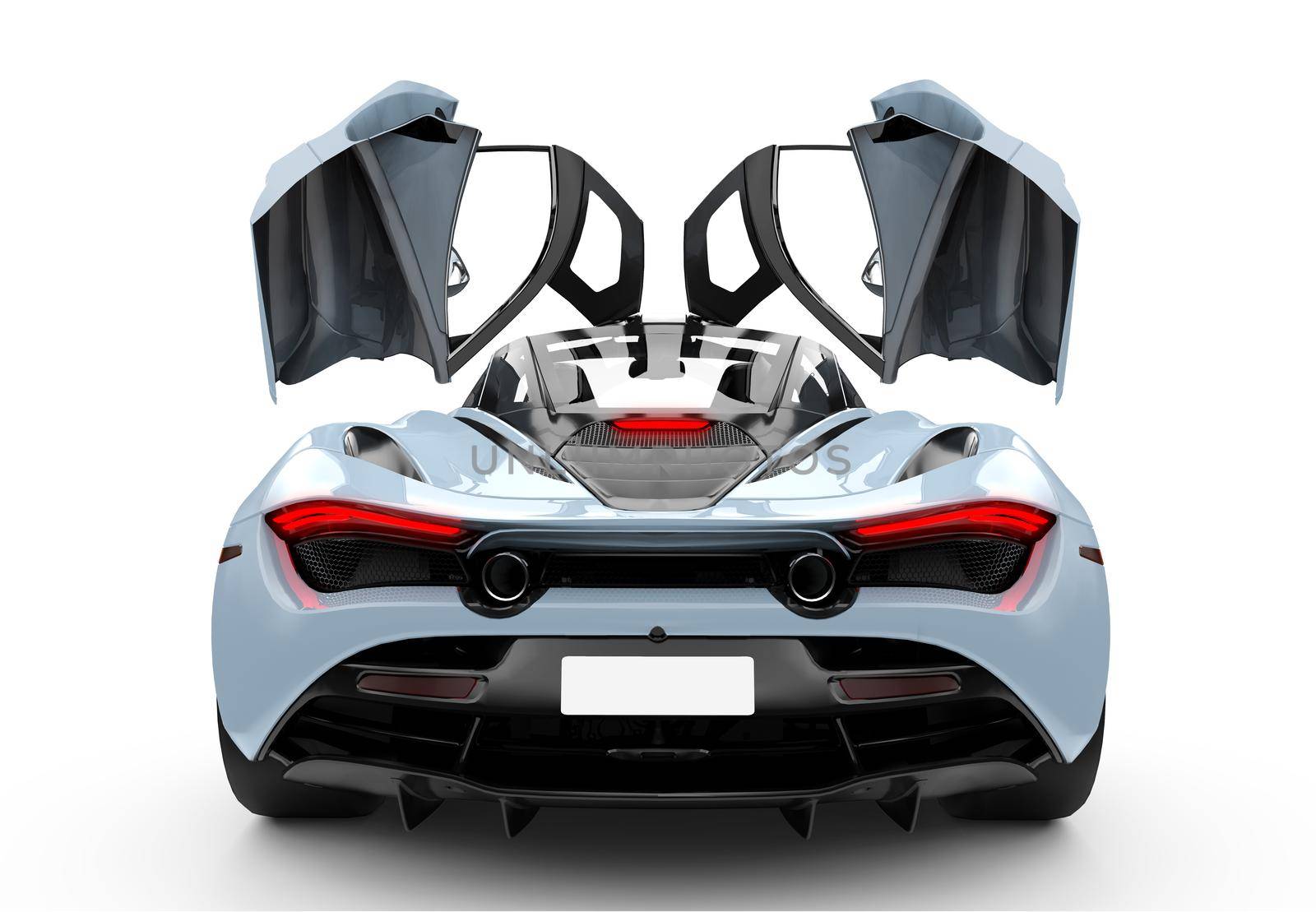 Blue modern sport car with oper doors: 3D illustration