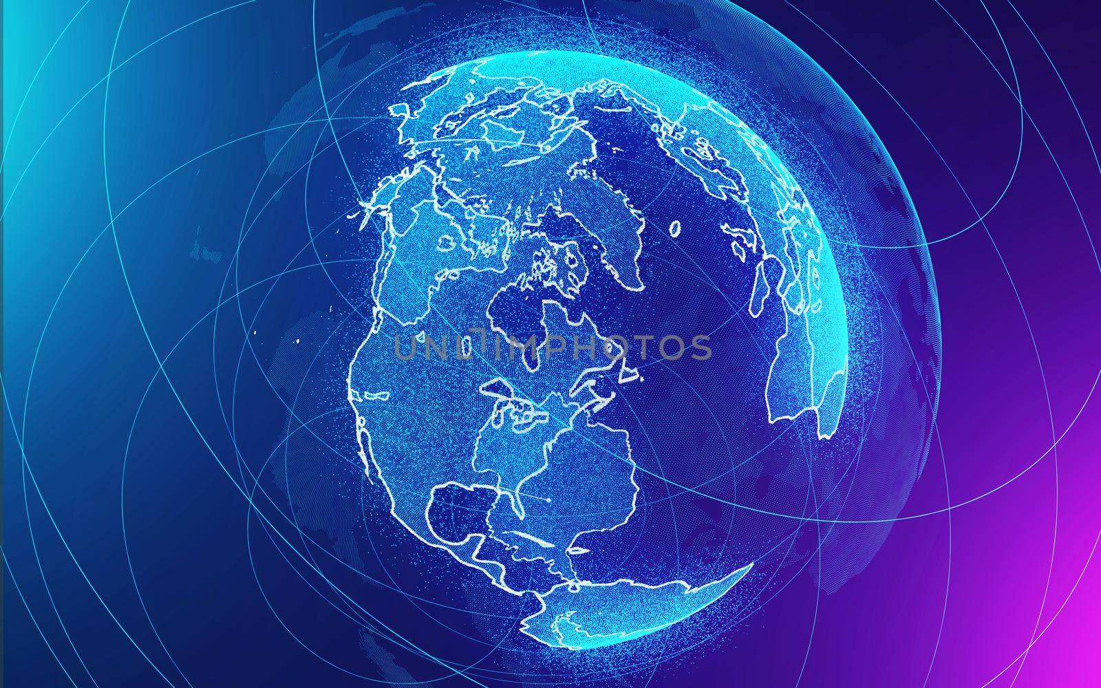 Nice abstract earth on a blue and purple background: 3d illustration