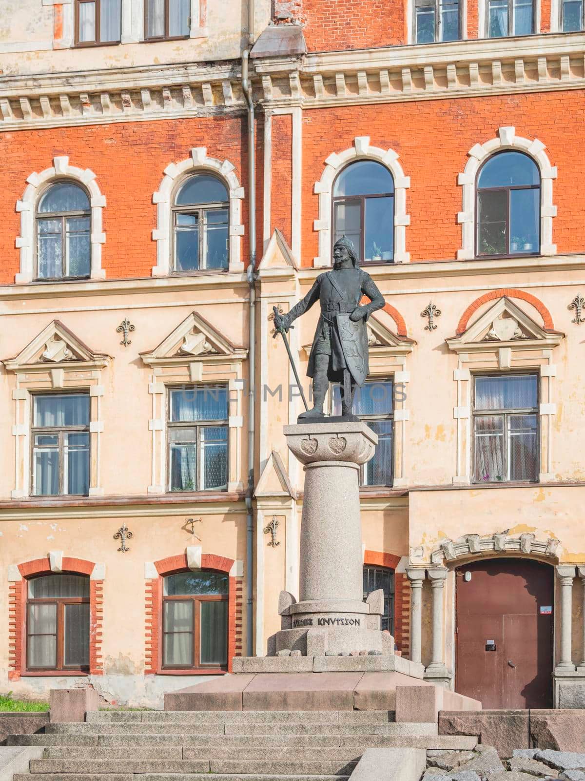 VYBORG, RUSSIA - August 16, 2021. Statue of Torkel Knutsson, Lord High Constable of Sweden, founder of Vyborg. by aksenovko