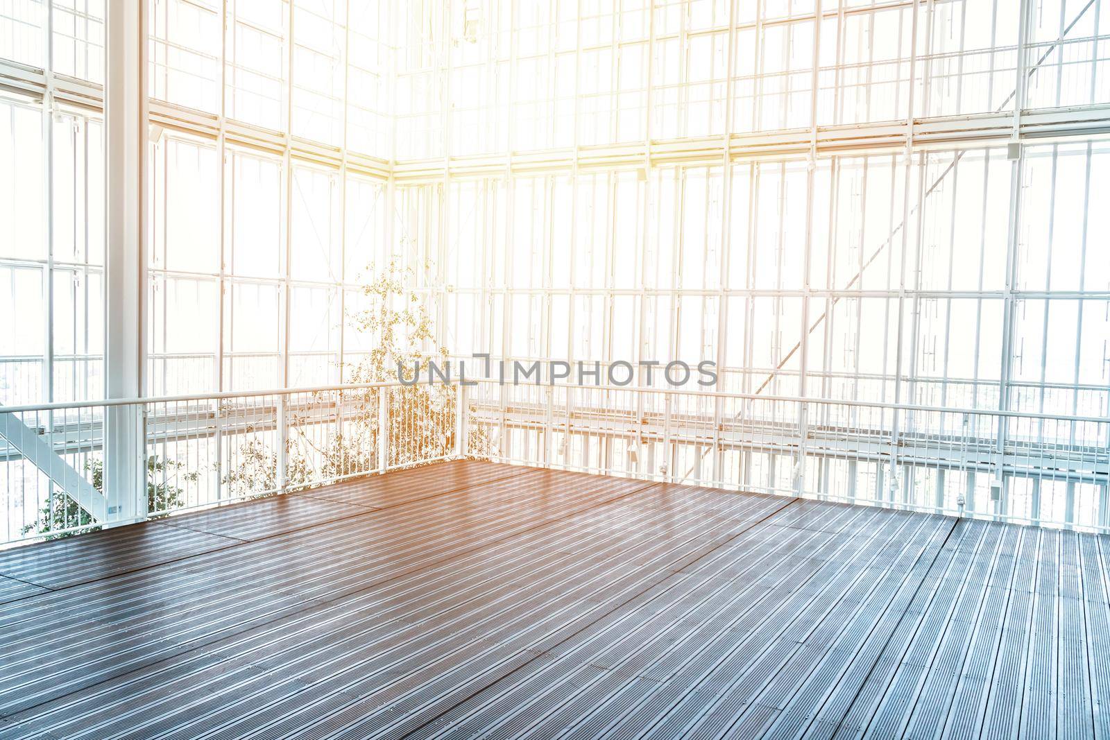 Modern empty interior with beautiful sunlight for your background