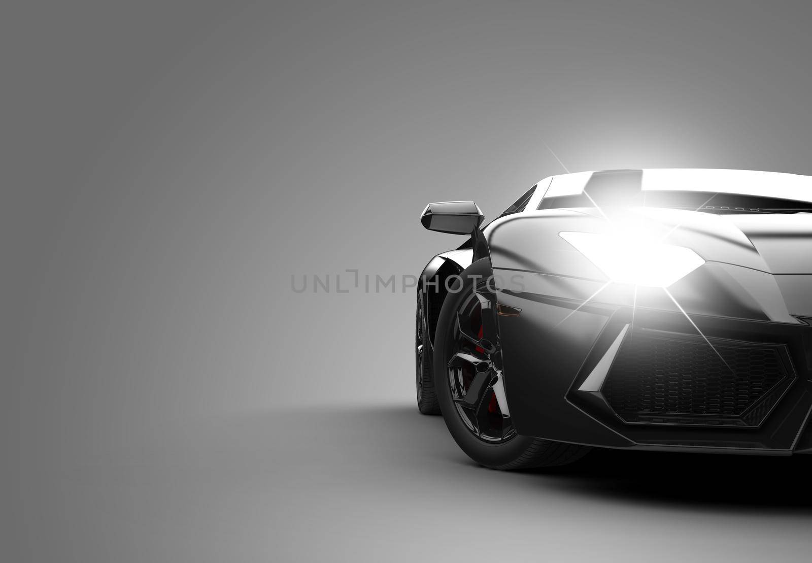 Black modern sport car: 3D illustration