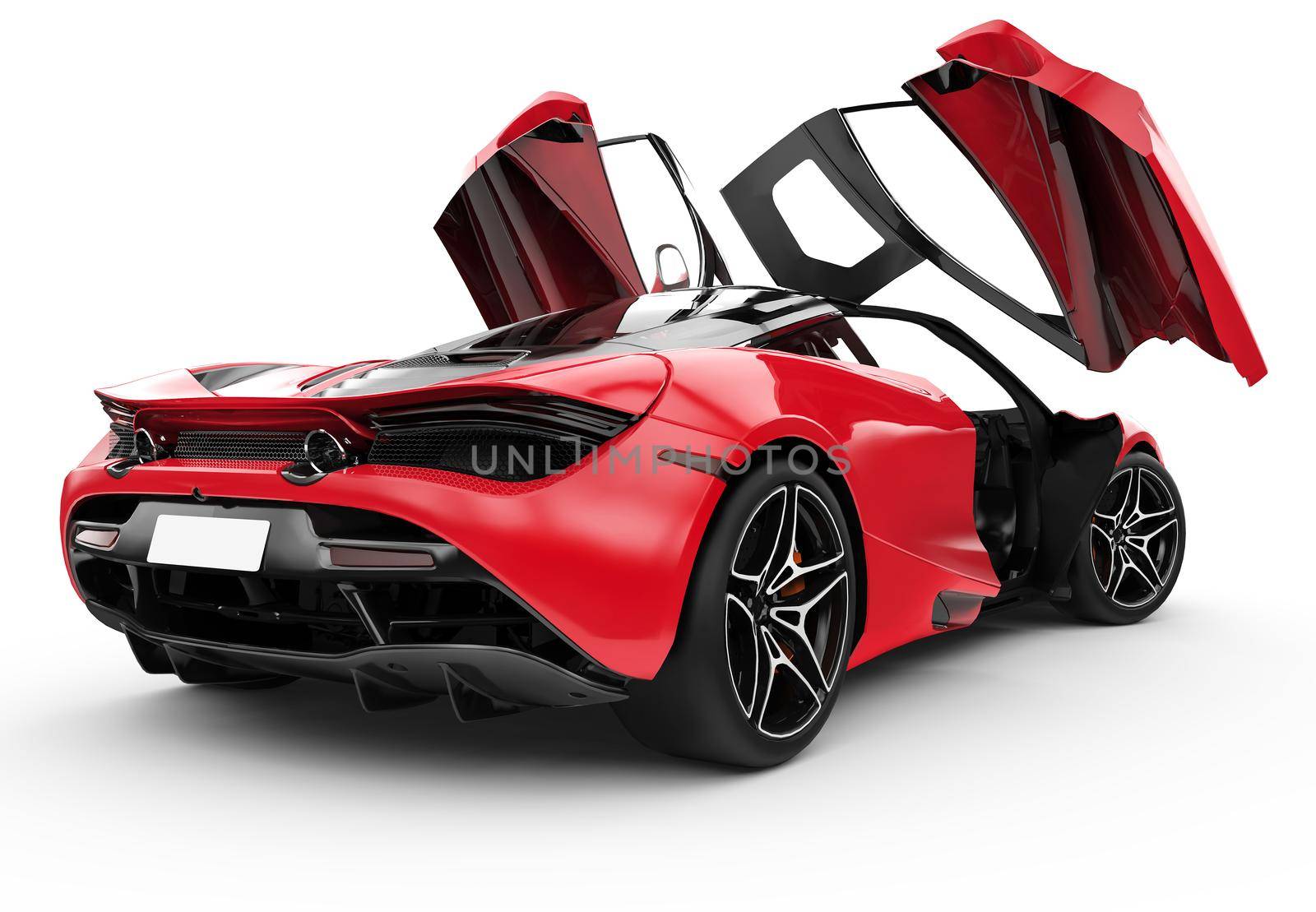 Red modern sport car with oper doors by cla78