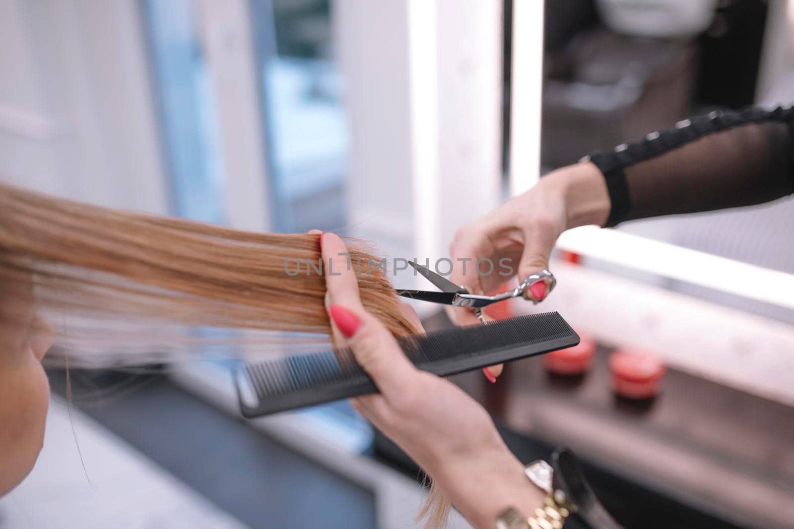 crop stylist trimming hair ends salon by Zahard