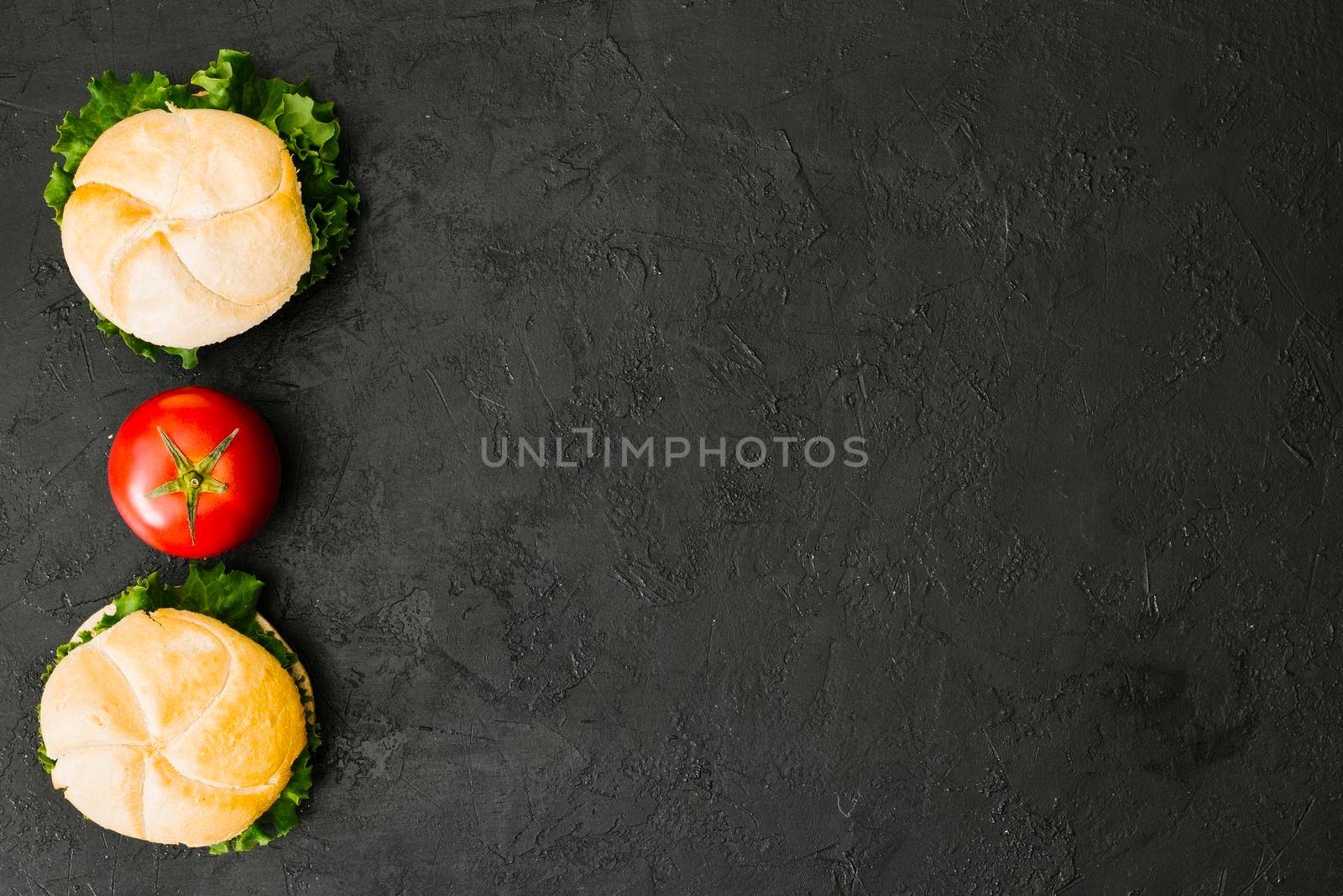 flat lay burger slate with copyspace by Zahard