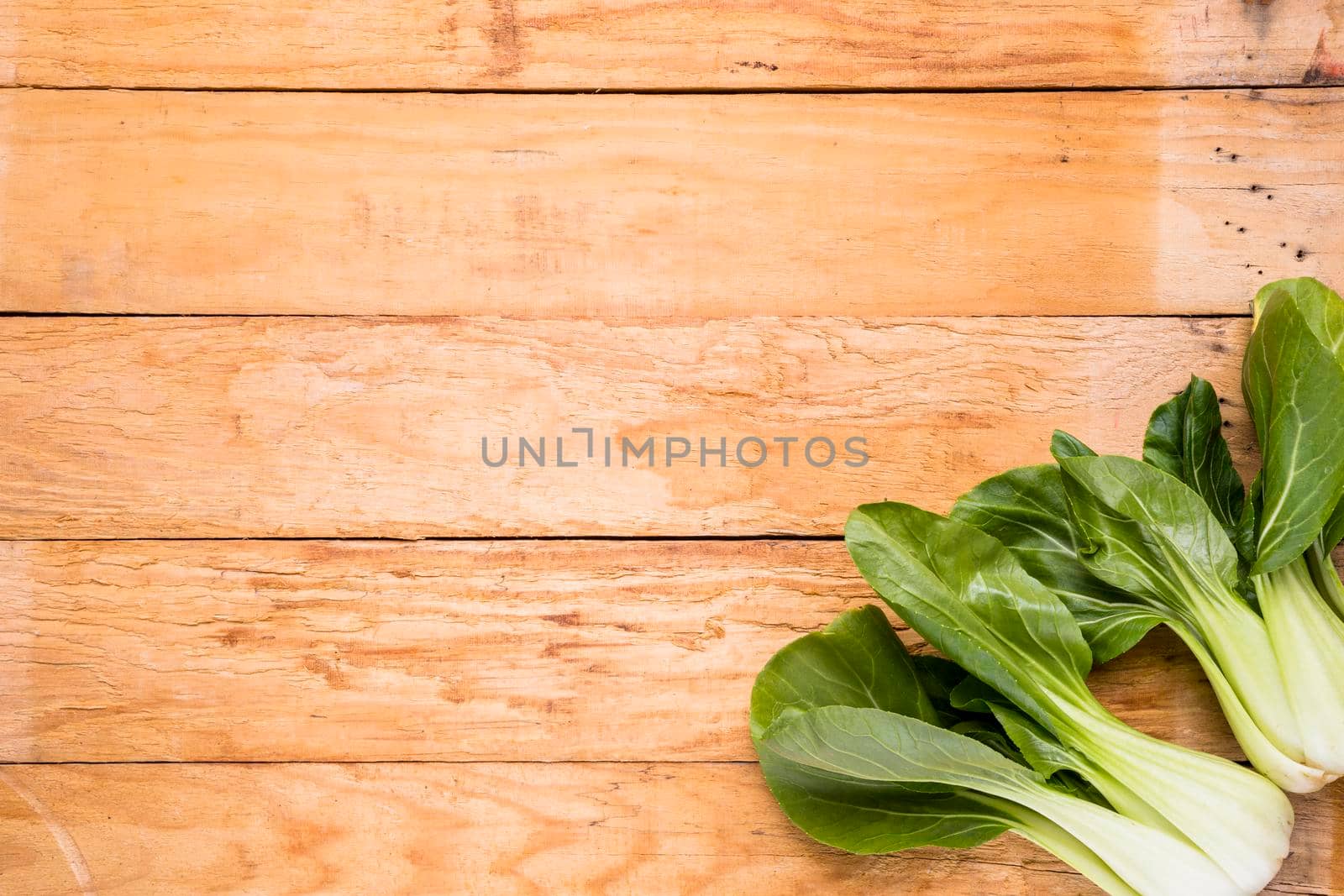 fresh harvested bokchoy corner wooden table by Zahard