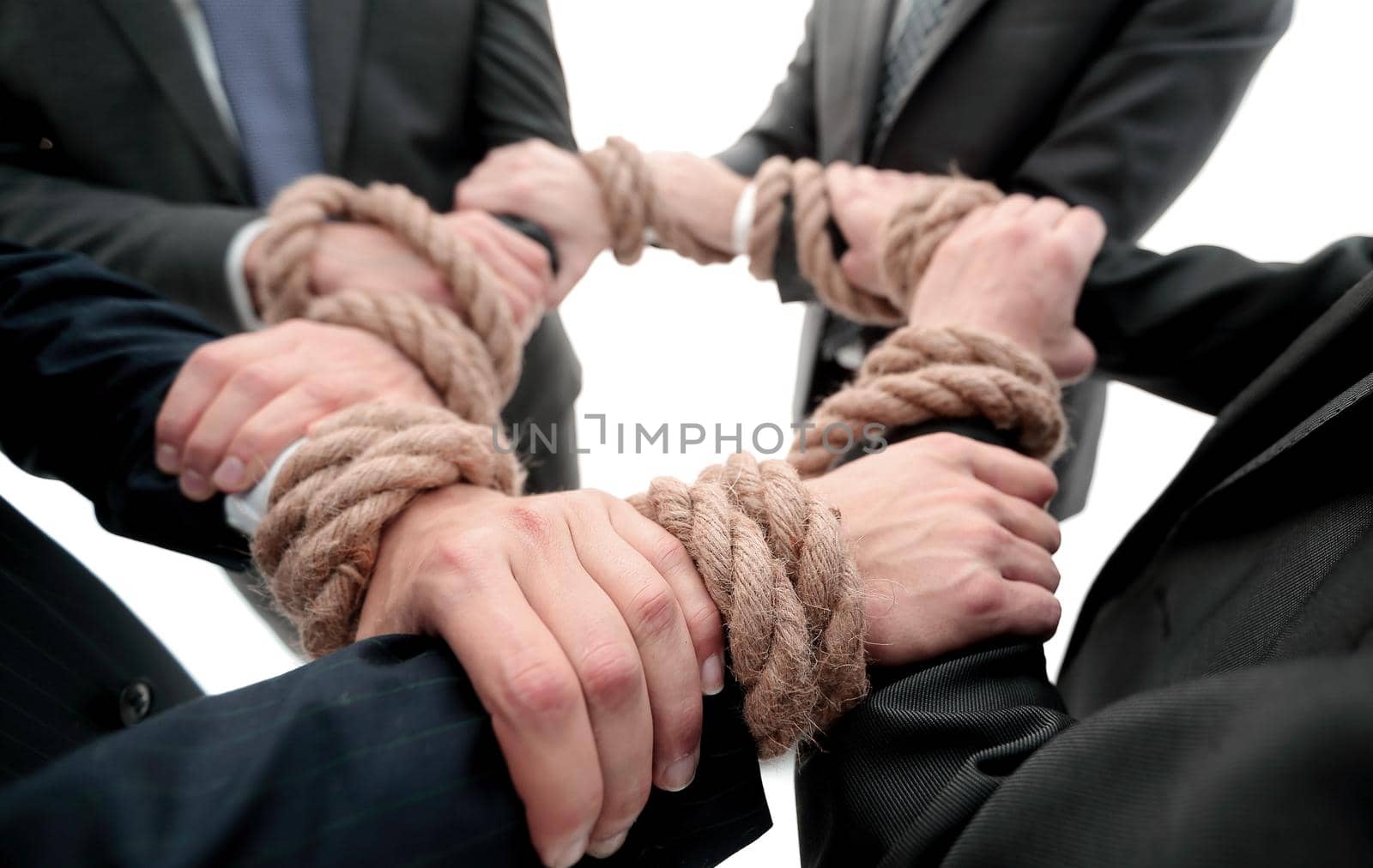 closeup.Hands holding rope forming a circle by asdf