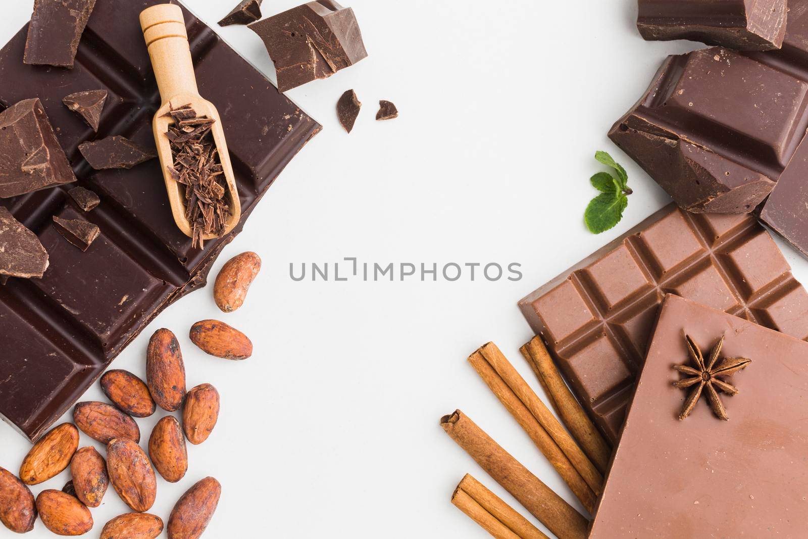 chocolate bars with wooden scoop by Zahard