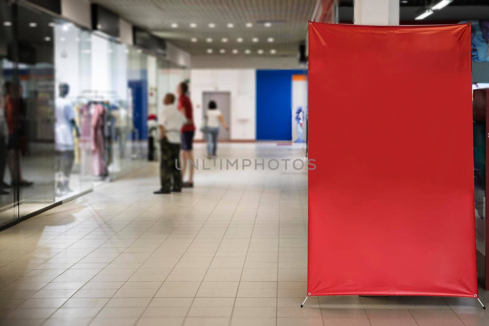 blank red sign inside shopping mall by Zahard
