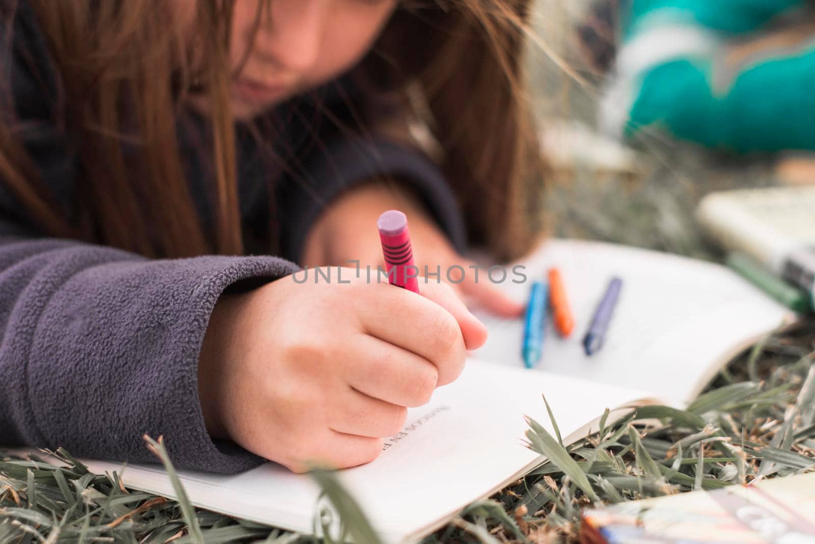 anonymous girl drawing grass by Zahard