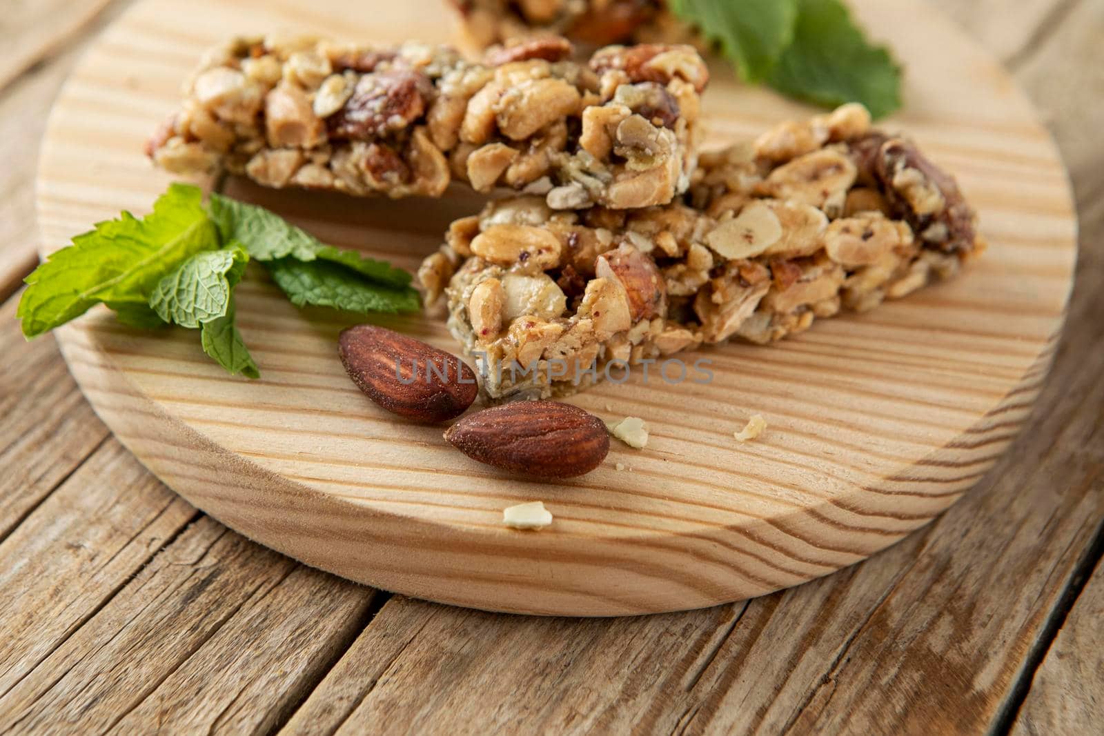 high angle breakfast cereal bars with nuts by Zahard