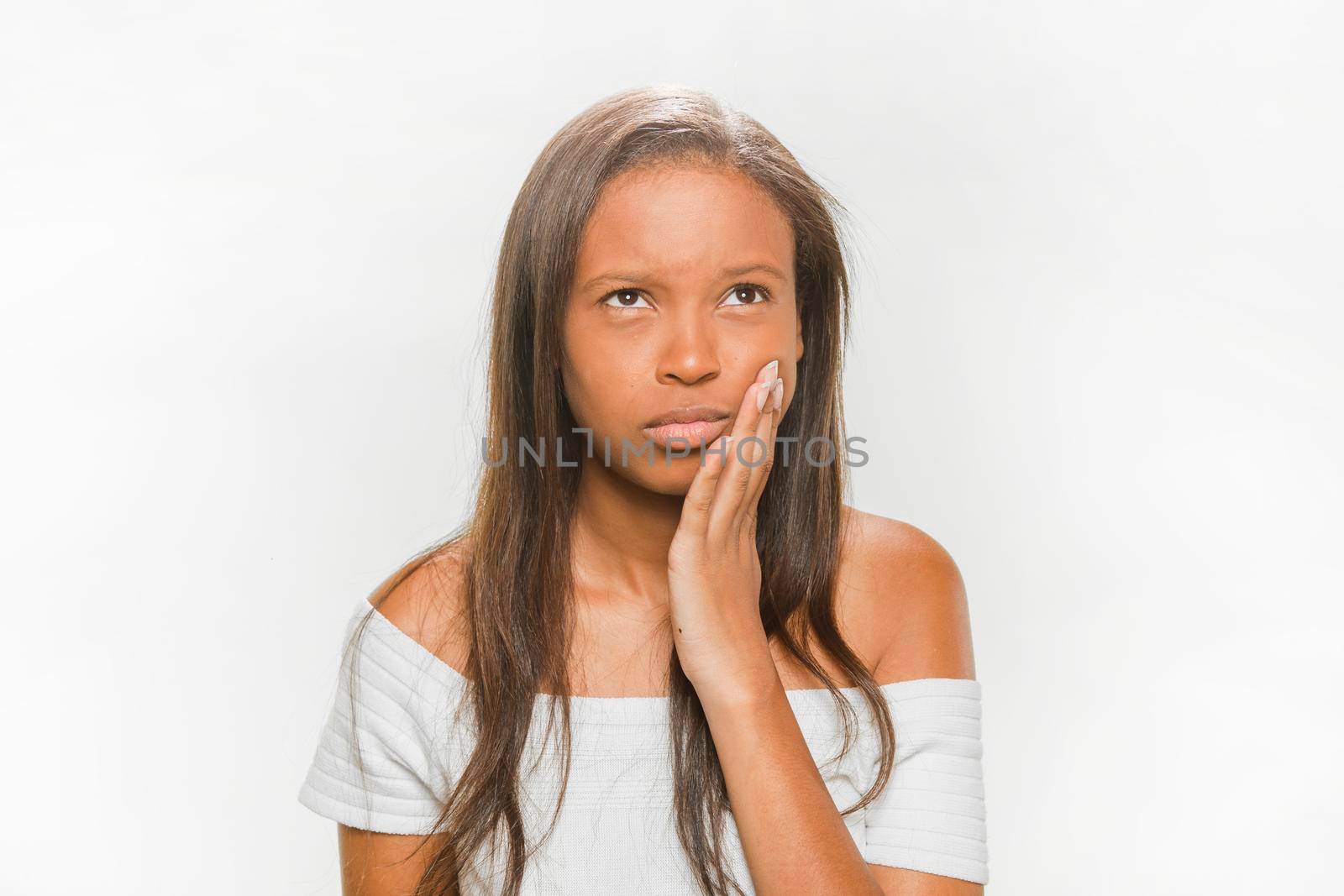 portrait teenage girl suffering from tooth pain by Zahard