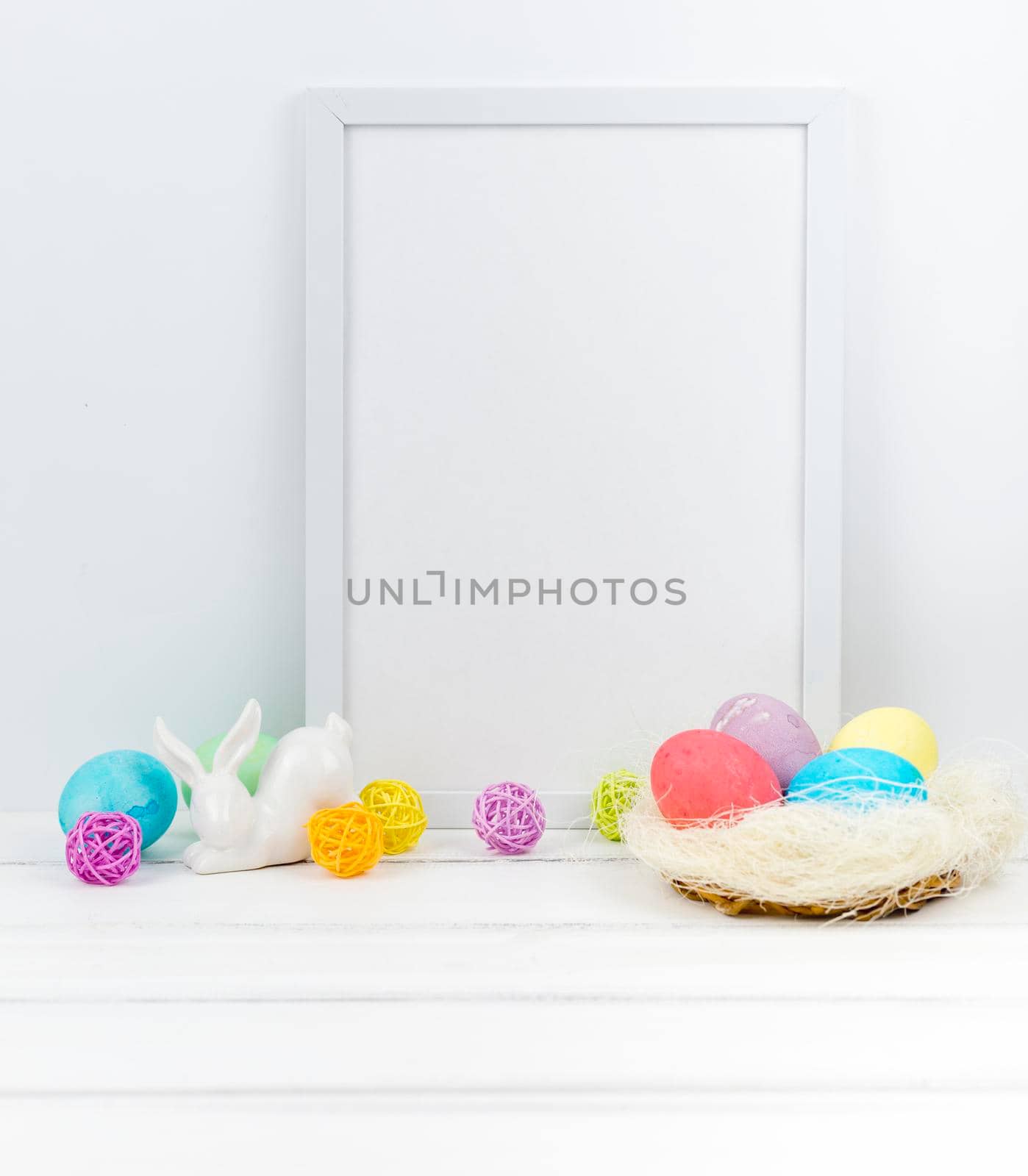 easter eggs nest with blank frame table by Zahard