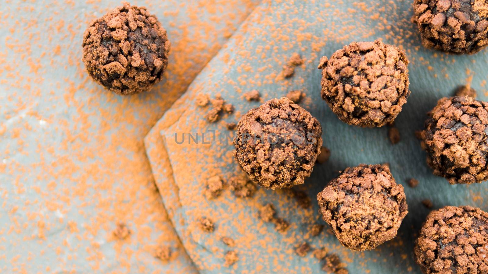 chocolate truffles with biscuit crumb stone countertop by Zahard