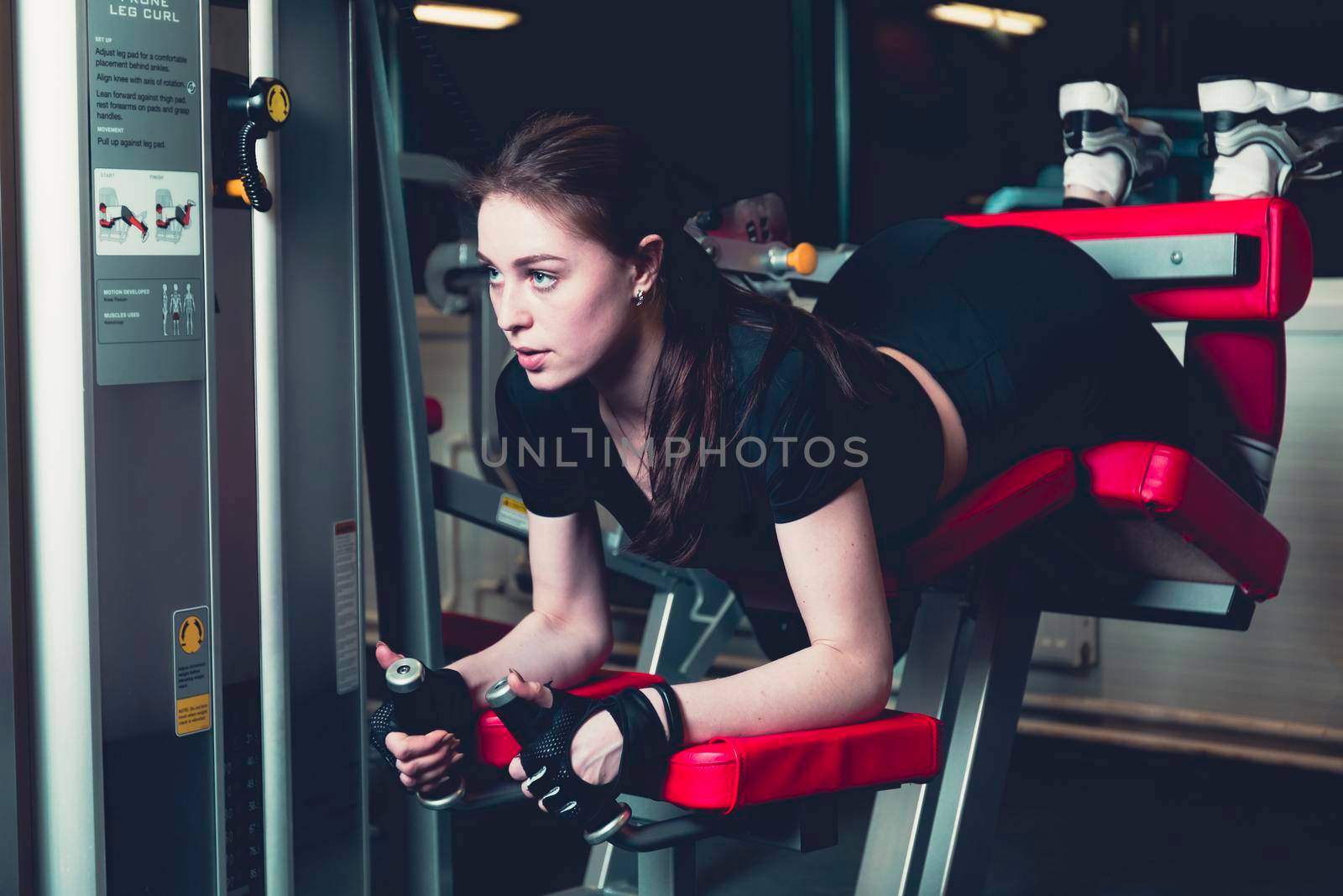 sporty woman doing fitness exercise gym