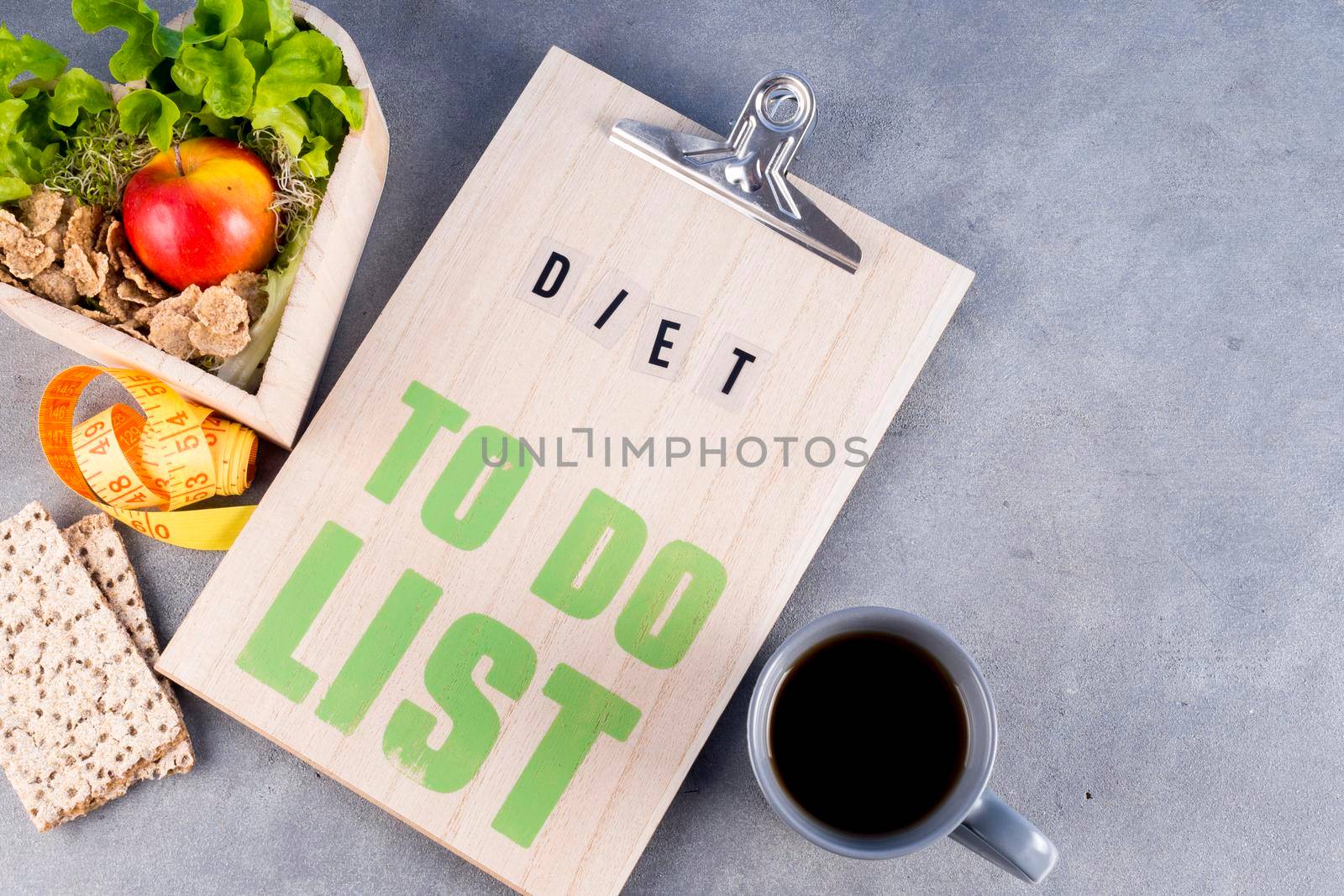diet list with healthy food drink table by Zahard