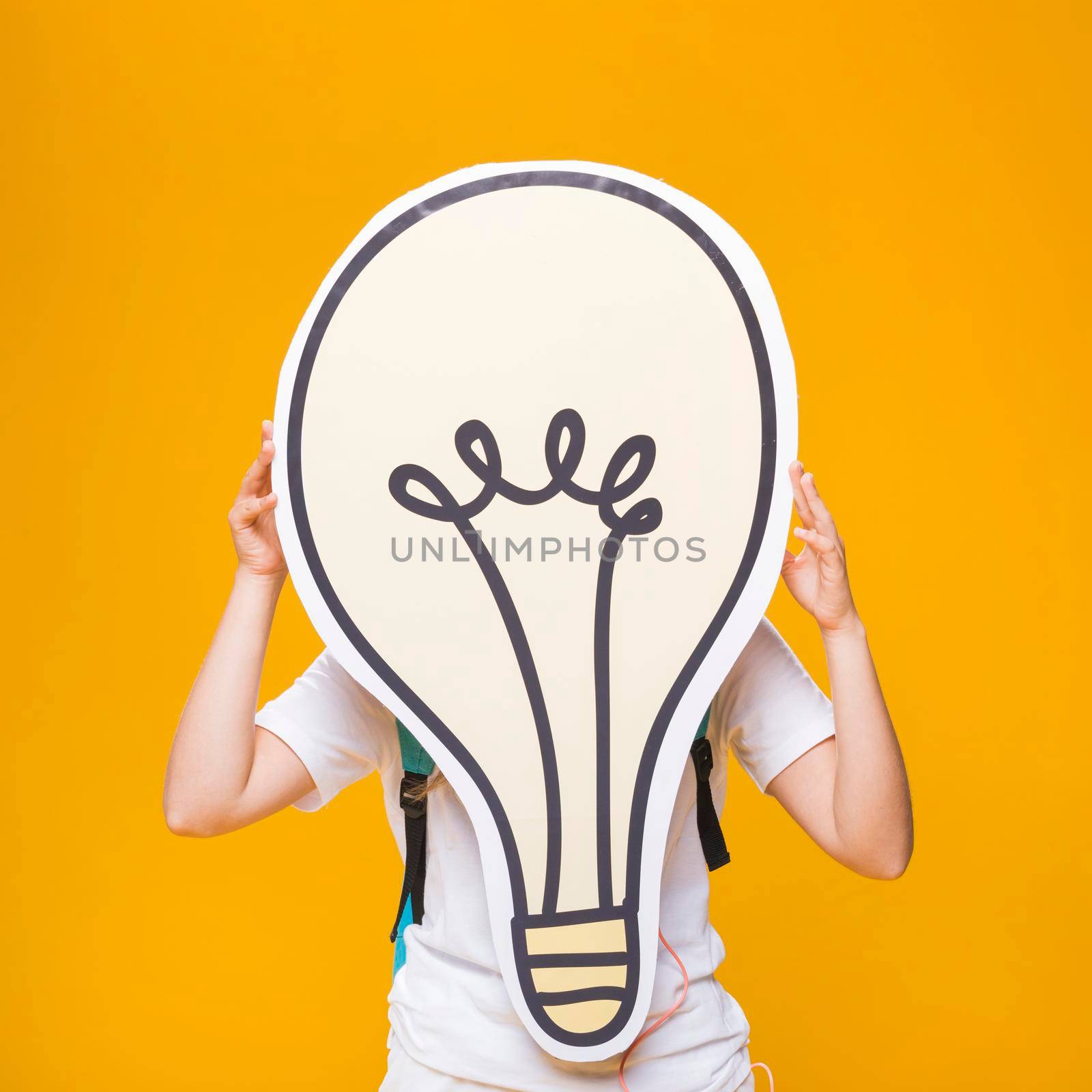 portrait schoolgirl with big light bulb by Zahard