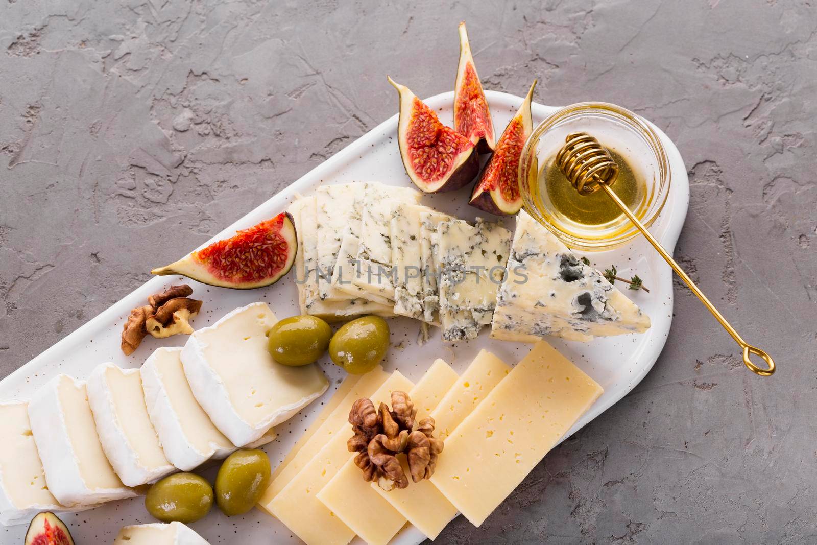 cheese mix platter with honey