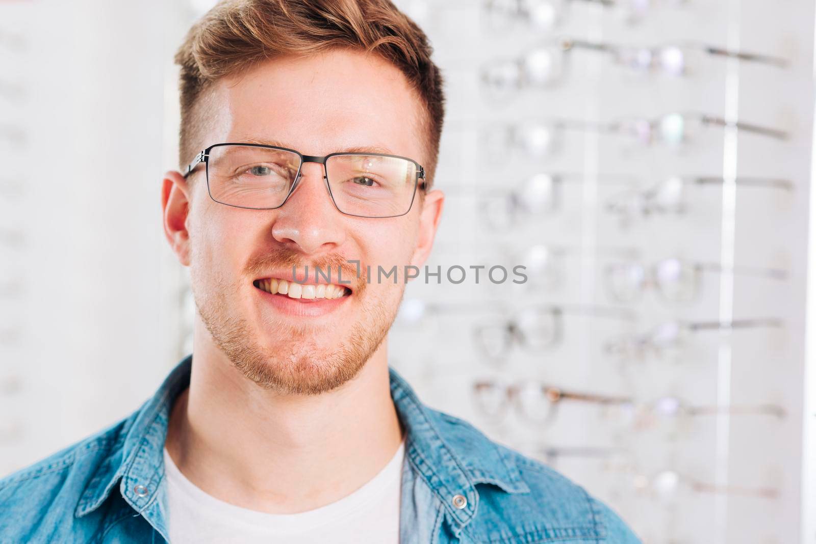 man looking new glasses optometrist by Zahard