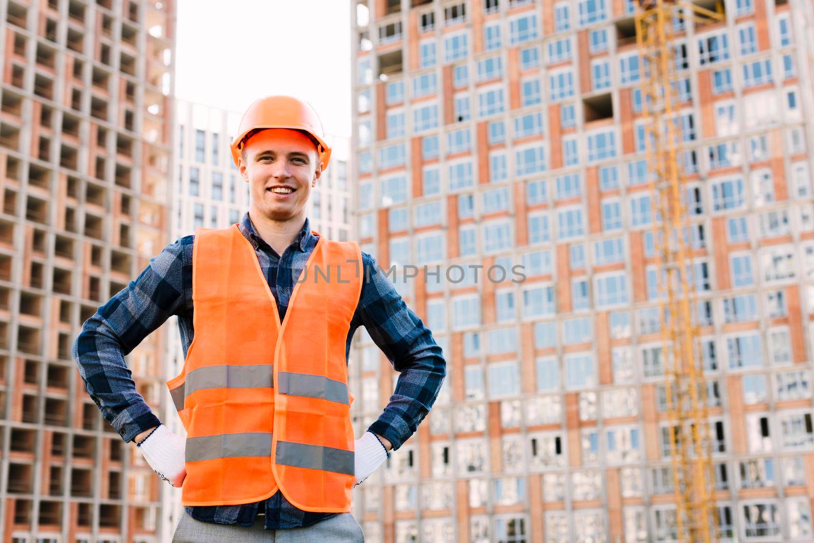 front view smiley man with hands hips by Zahard