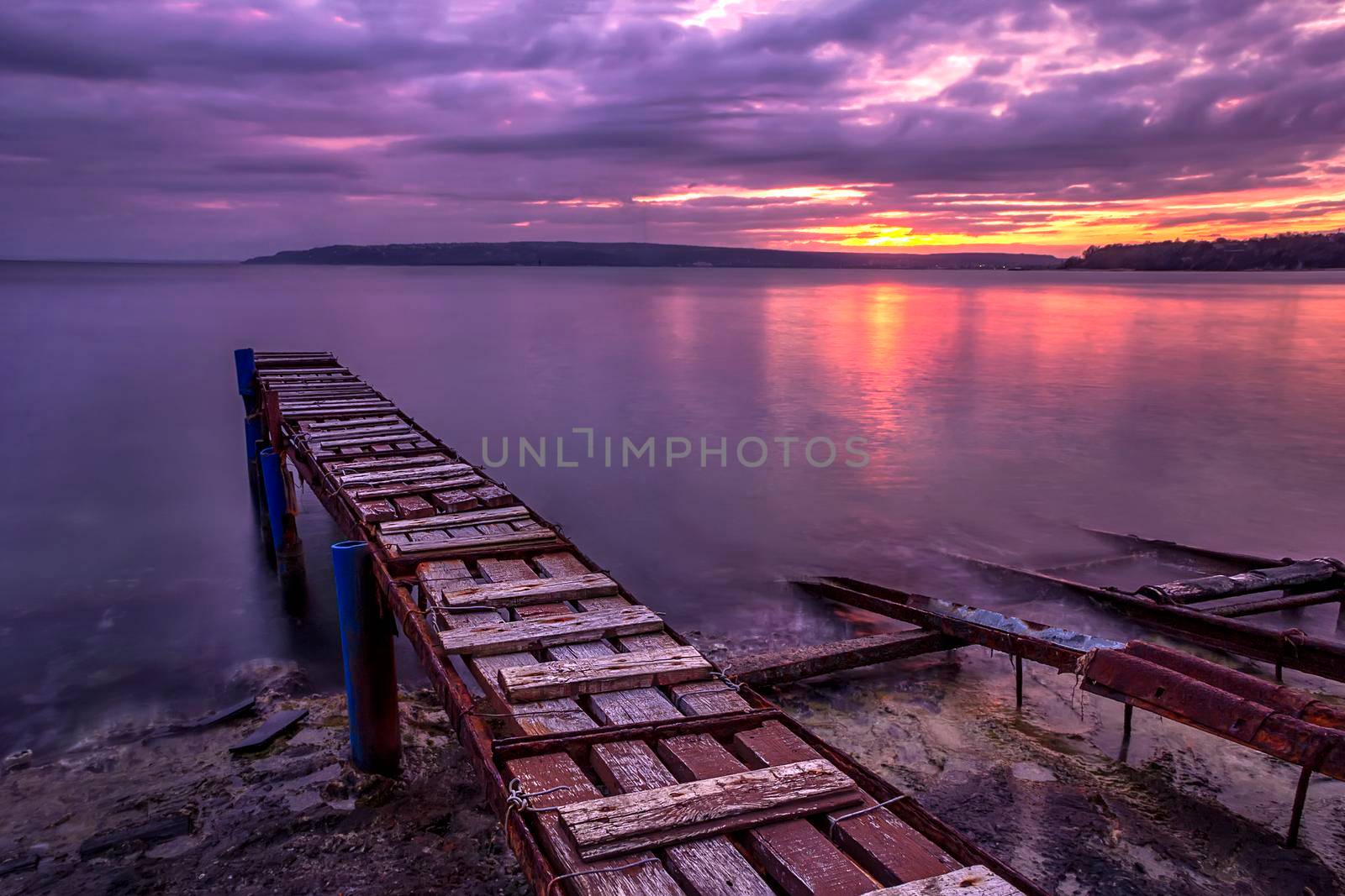 amazing long exposure sea sunset at the fishing jetty