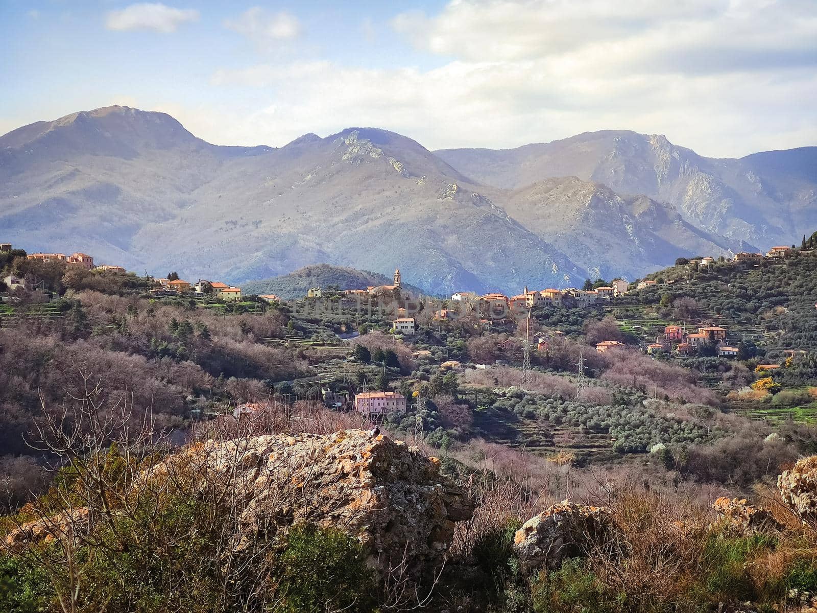 Italian natural landscape of the hinterland of Finale Ligure, travel reportage