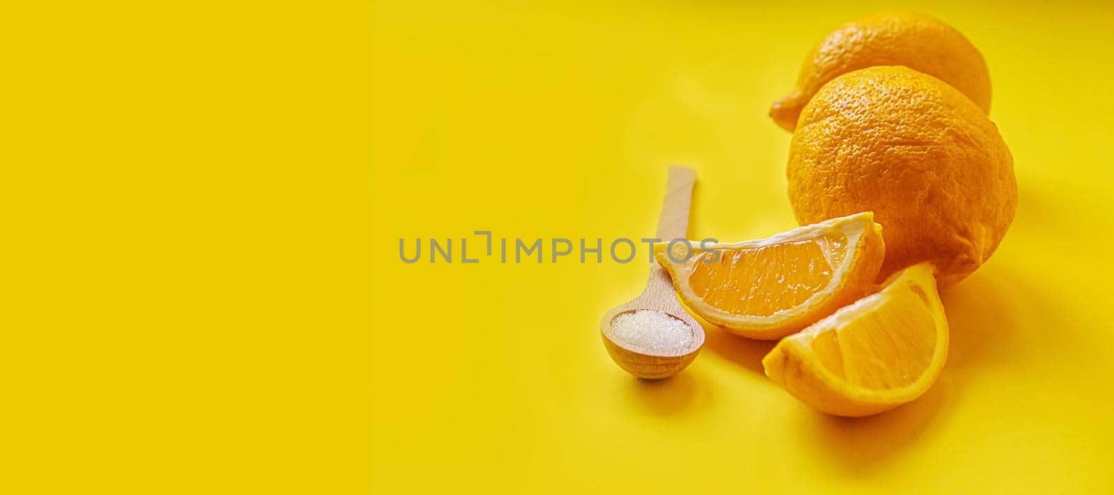 Citric acid on a yellow background. Selective focus.nature