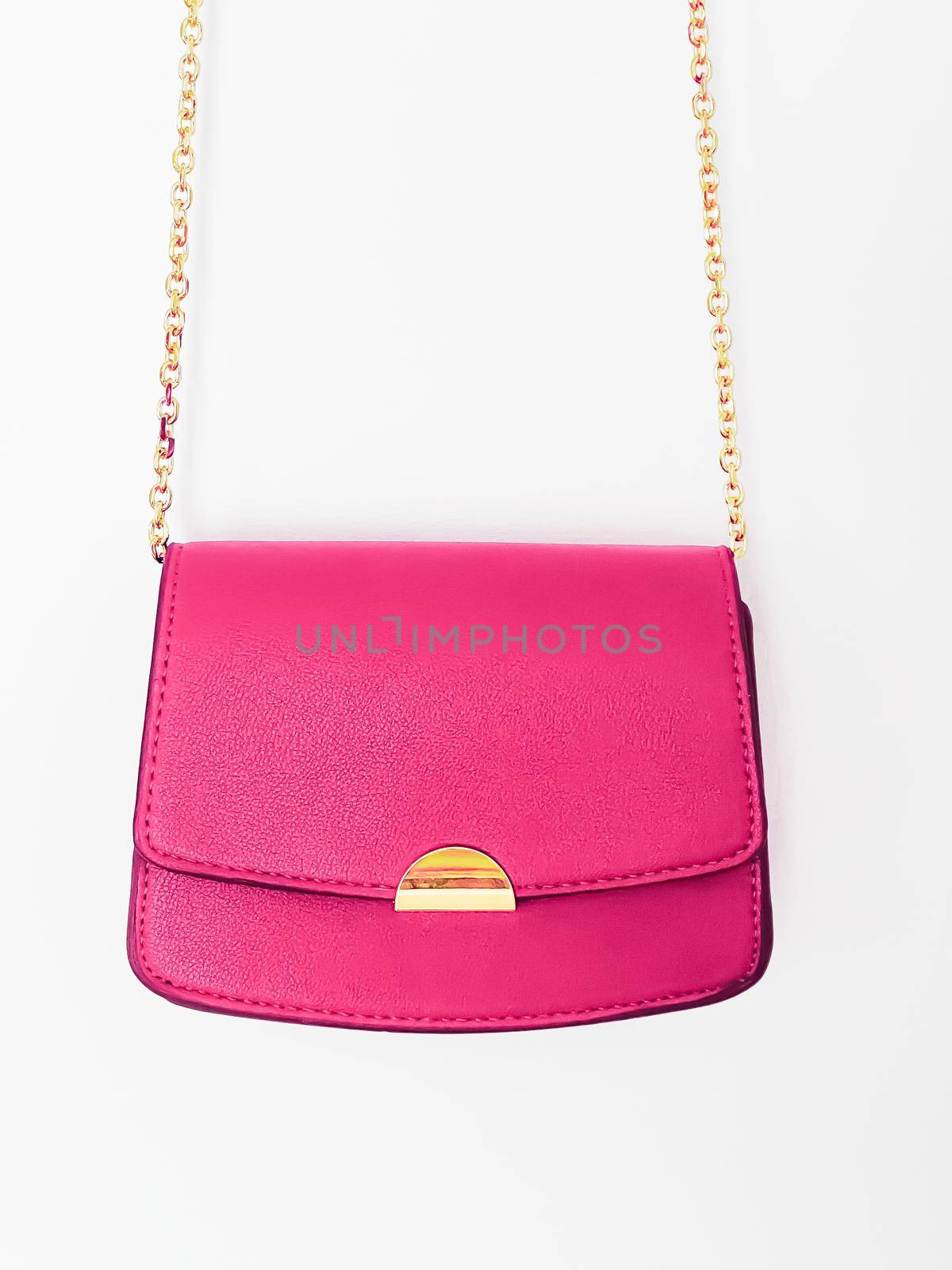 Pink fashionable leather purse with gold details as designer bag and stylish accessory, female fashion and luxury style handbag collection concept