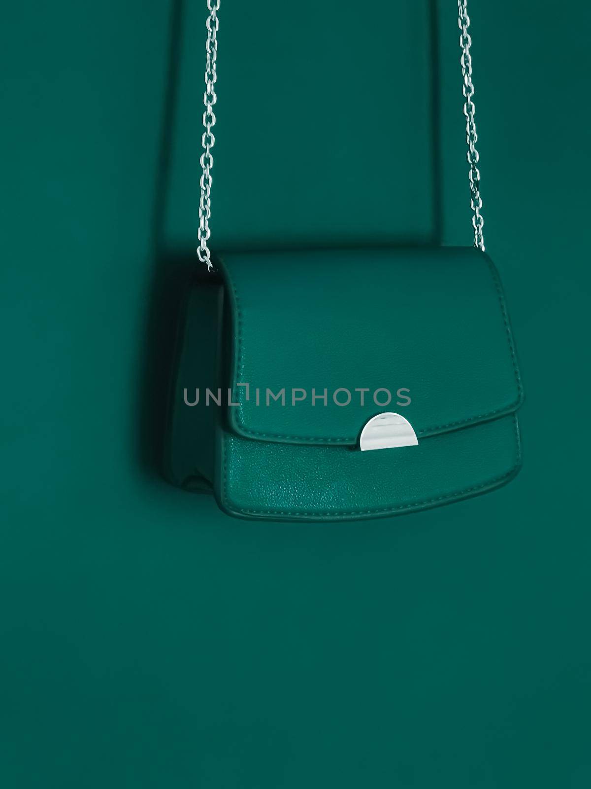 Emerald green fashionable leather purse with silver details as designer bag and stylish accessory, female fashion and luxury style handbag collection by Anneleven