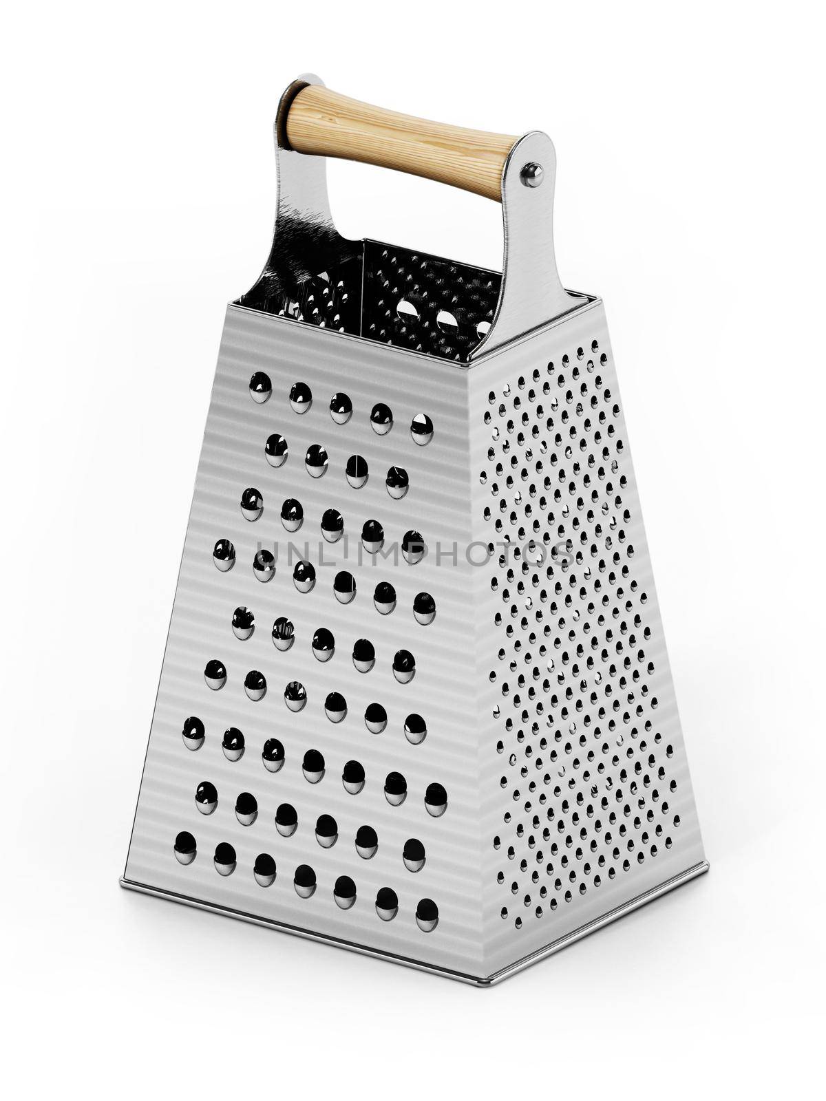 Generic kitchen grater isolated on white background. 3D illustration.