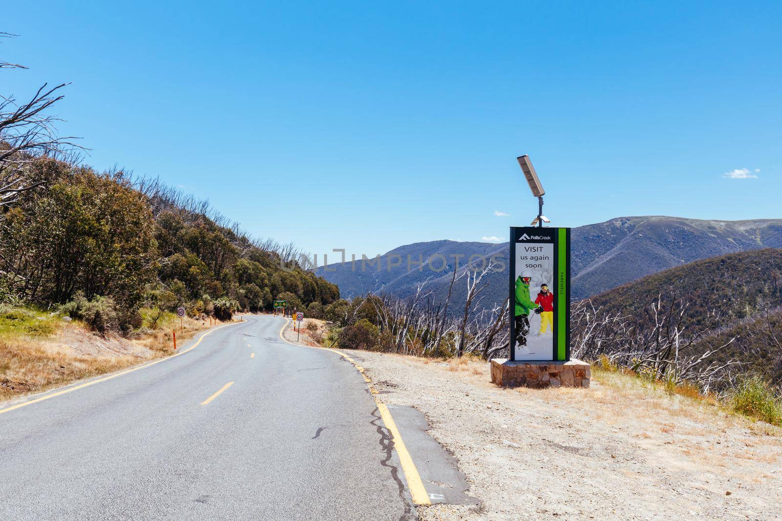 FALLS CREEK, AUSTRALIA - JAN 1: The area around Falls Creek Village on a hot summer's day in the Victorian Alps in Victoria, Australia in 2022