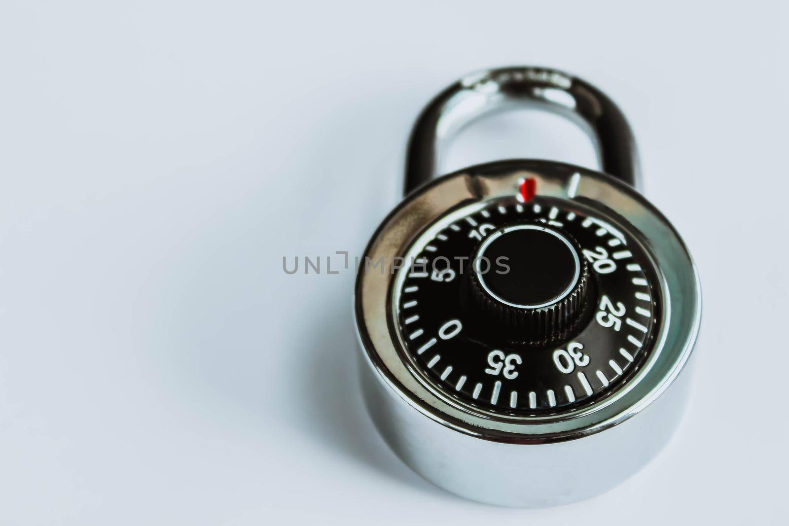 Combination lock on the white