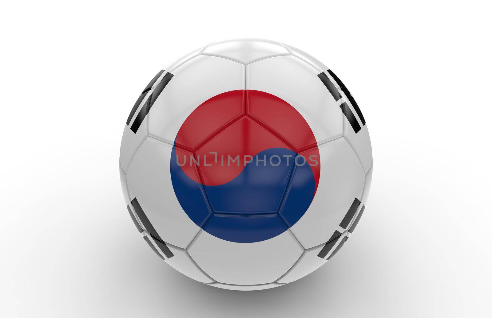 Soccer ball with South Korea flag; 3d rendering by cla78