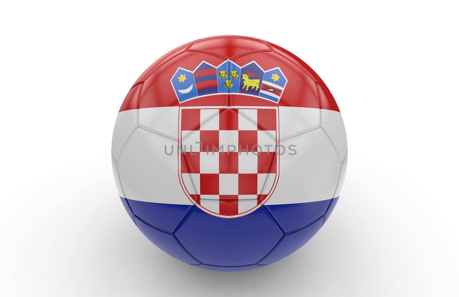 Soccer ball with croatian flag isolated on white background