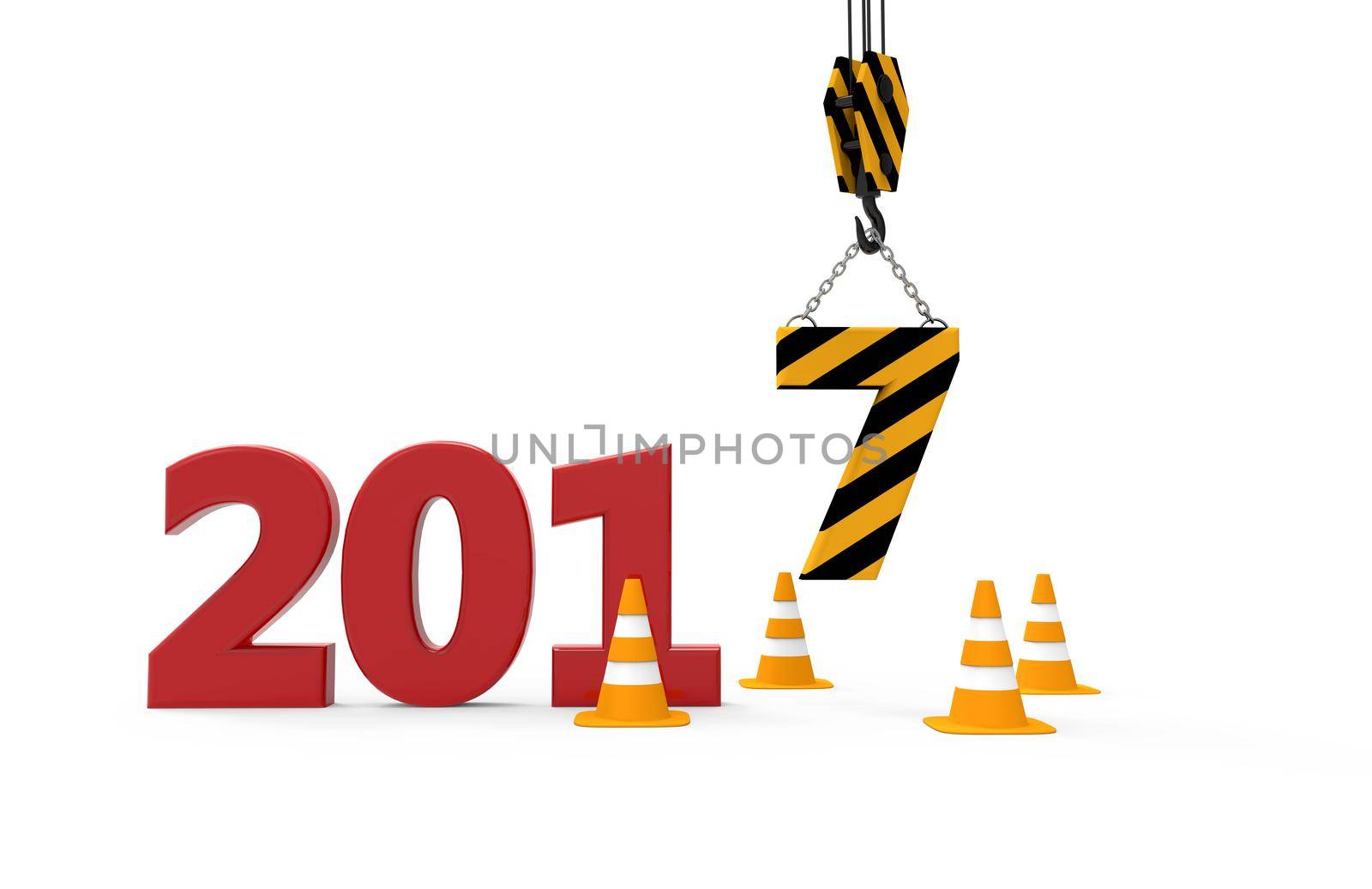 2017 new year in progress isolated on a white background