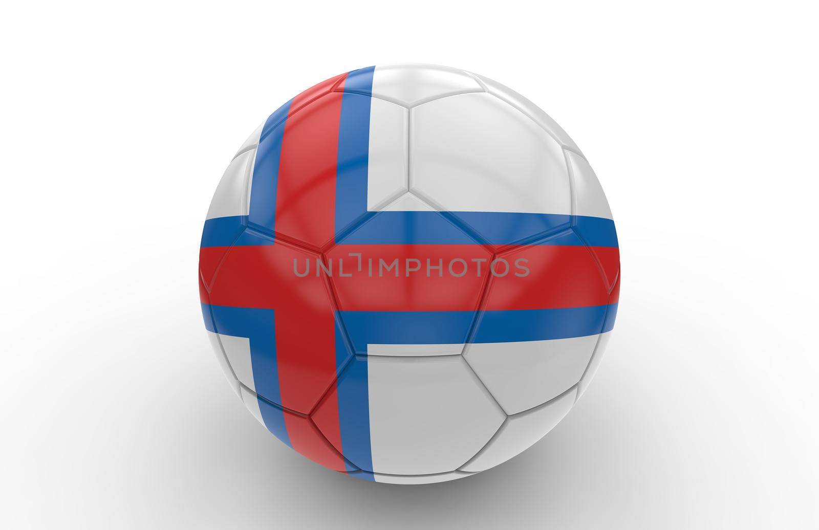 Soccer ball with Faroe Islands flag isolated on white background; 3d rendering