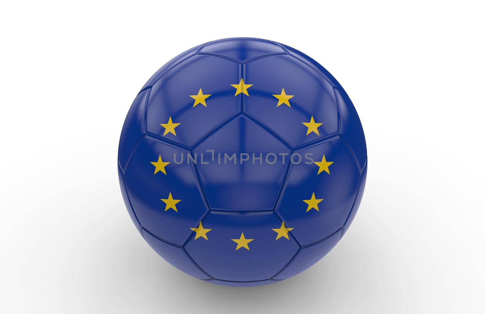 Soccer ball with european flag isolated on white background