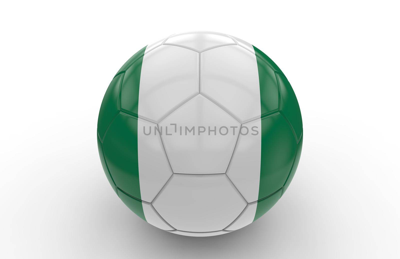 Soccer ball with Nigeria flag; 3d rendering by cla78