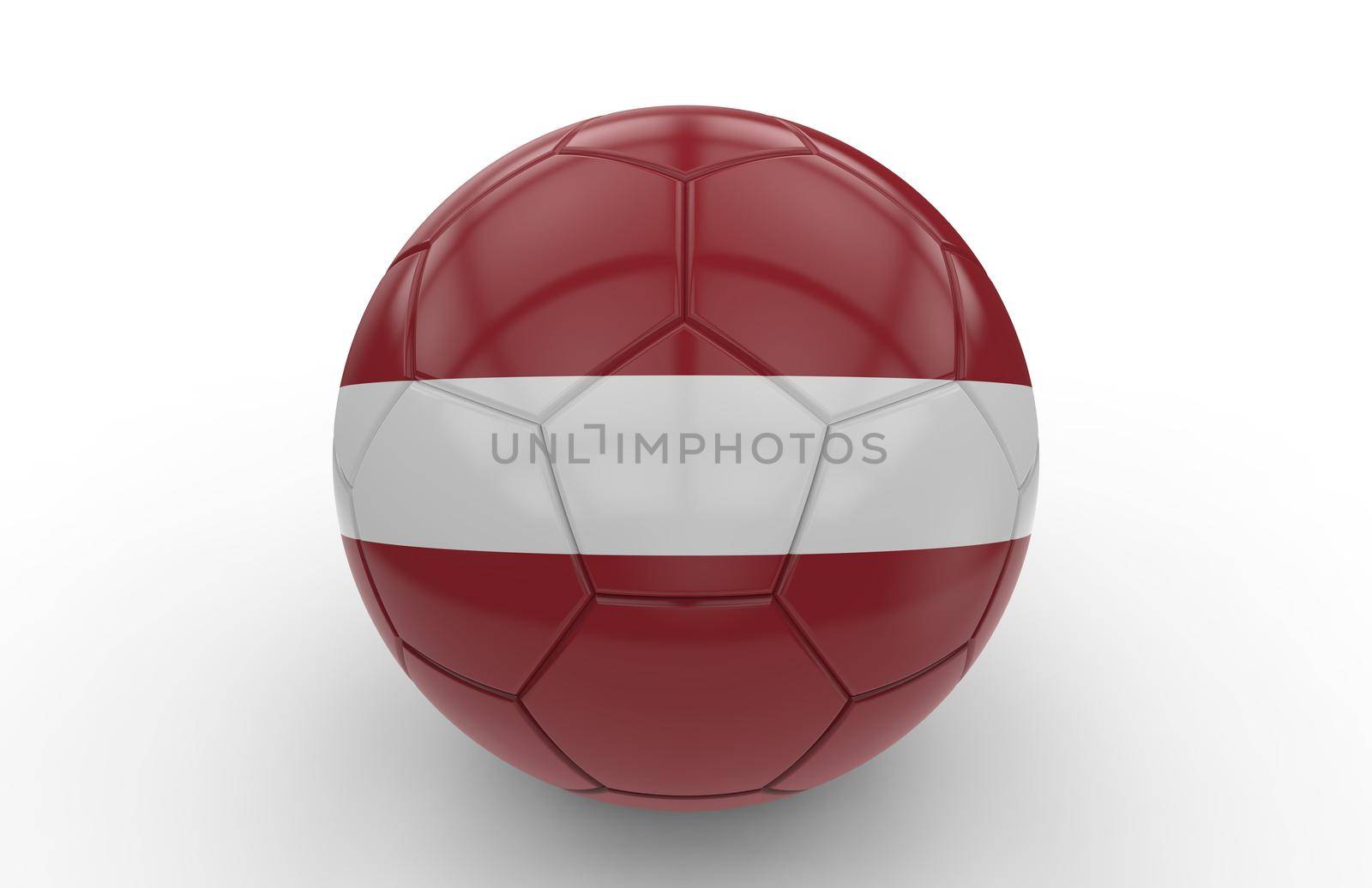 Soccer ball with Latvia flag; 3d rendering by cla78