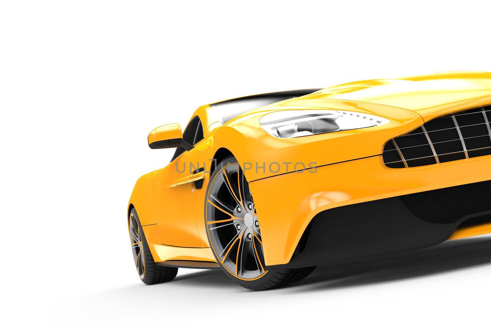 Yellow sport car isolated on a white background isolated on a white background: 3D rendering